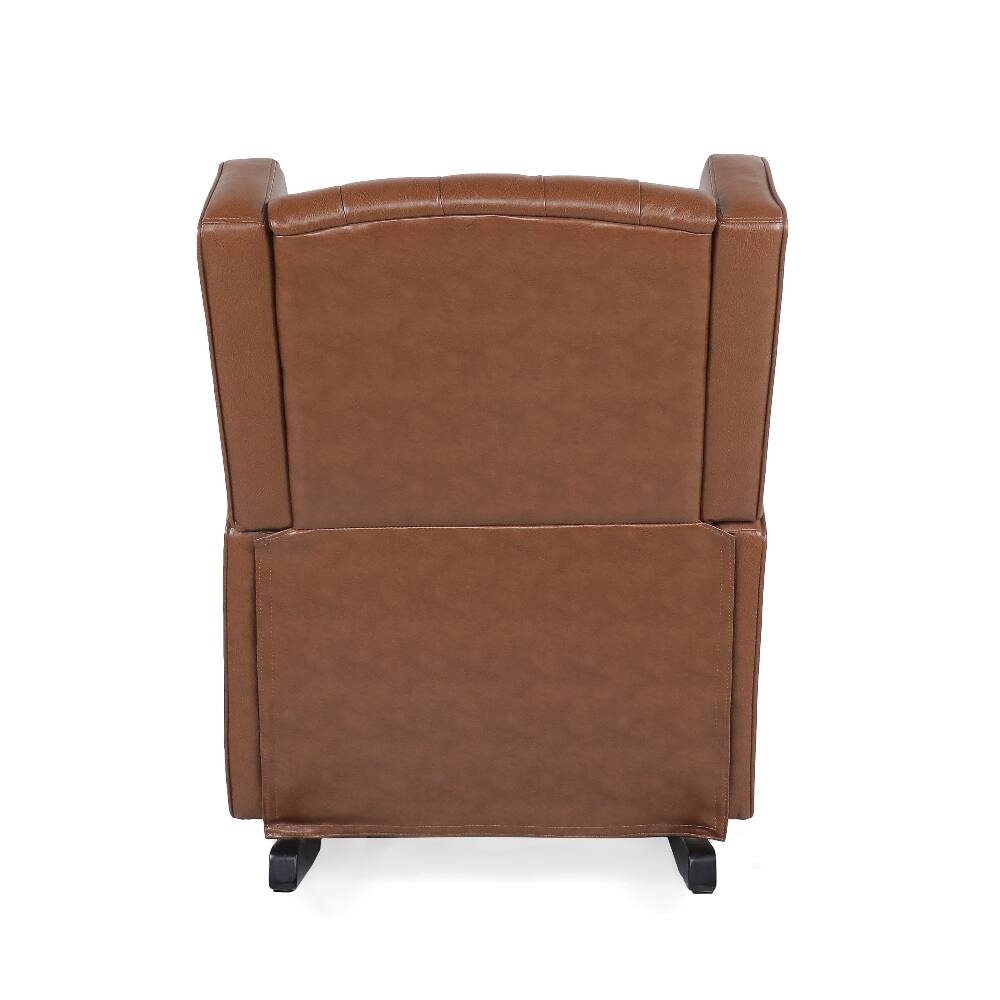 Alt View 6. Loheer - Loheer Rocking Chair Nursery Wingback Solid Wood Armchair - Cognac.