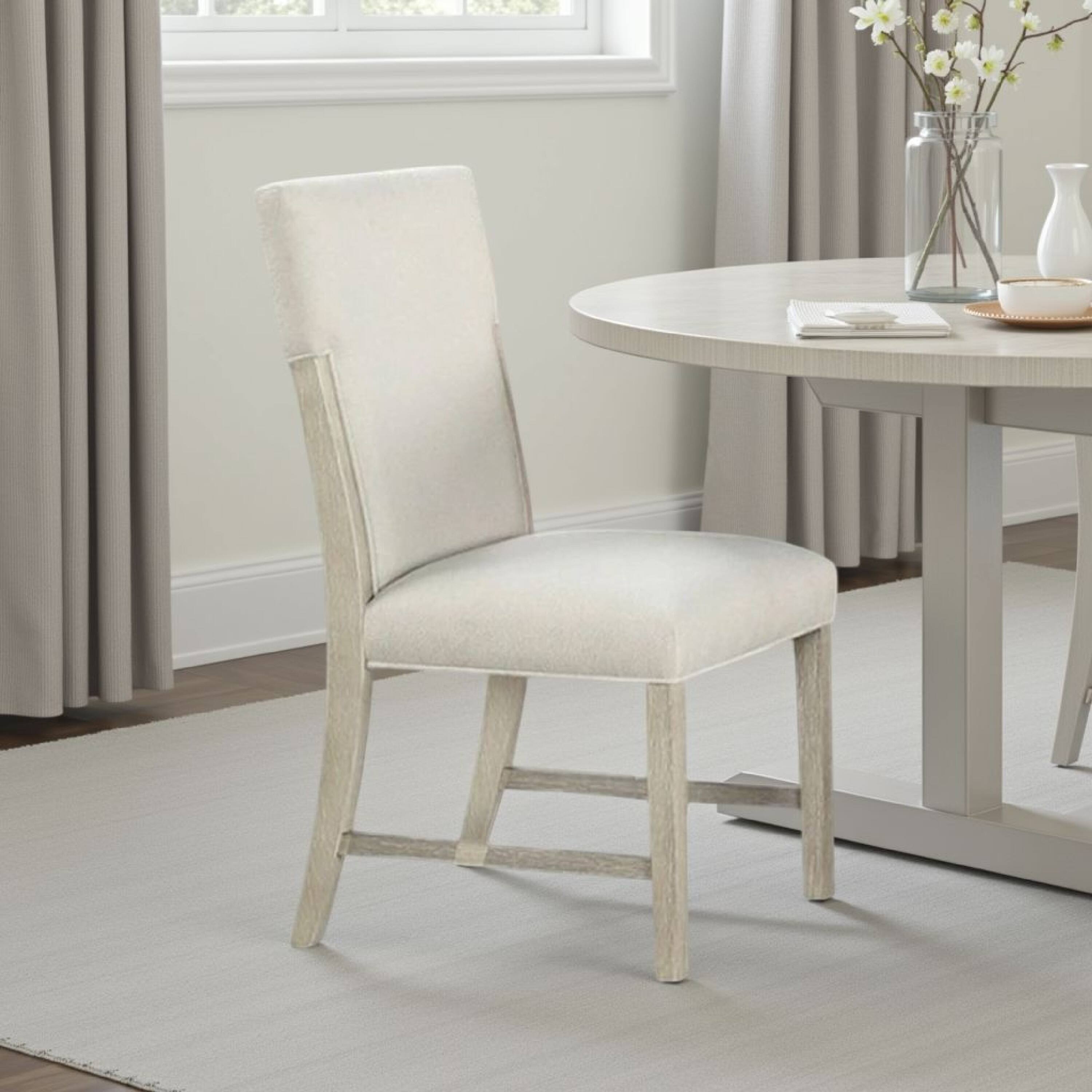 Alt View 5. Manhattan Lane - Hagy Side Dining Chair Set of 2, Soft White Fabric - Natural Brown, White.