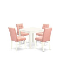 East West Furniture - 5 Piece Dinette Table Set consists A Kitchen Table - White