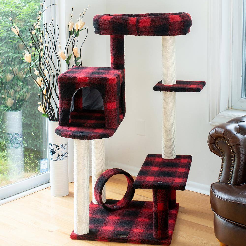 Alt View 2. Armarkat - 50Inch Classic Real Wood Cat Tree With Veranda Bench Mini Perch - Black.