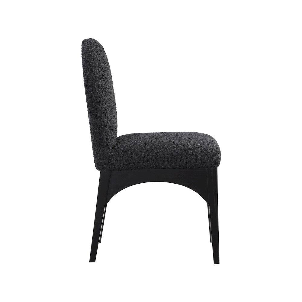 Alt View 3. Meridian Furniture - Waldorf Black Boucle Fabric Dining Chair - Black.