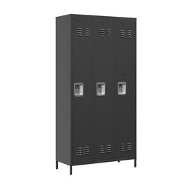 GOODSILO - Three-Door Steel Storage Locker Cabinet for Secure Organization in Home Gym Office or Garage - Black