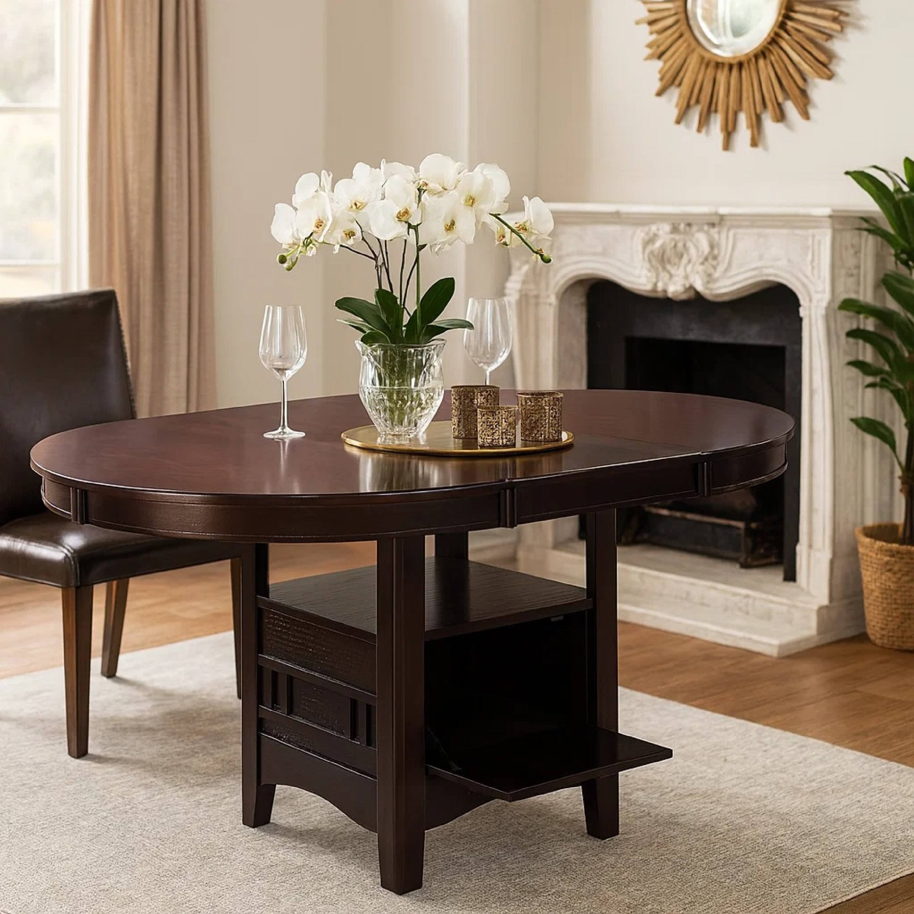 Alt View 2. Manhattan Lane - Wooden Dining Table With Storage Compartment - Brown.