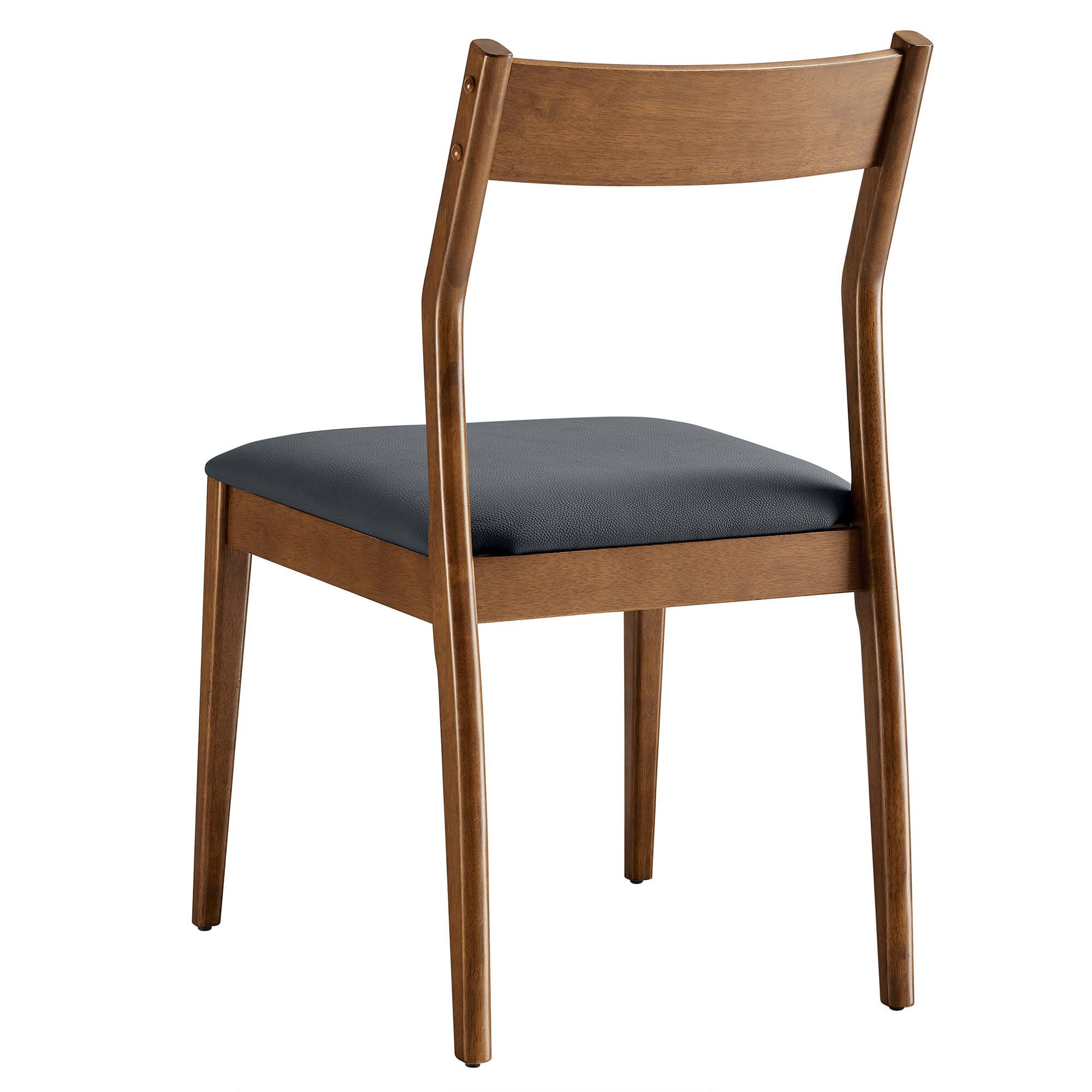 Alt View 2. Modway - Solara Vegan Leather Wood Dining Side Chairs Set of 2 by Modway - Black.