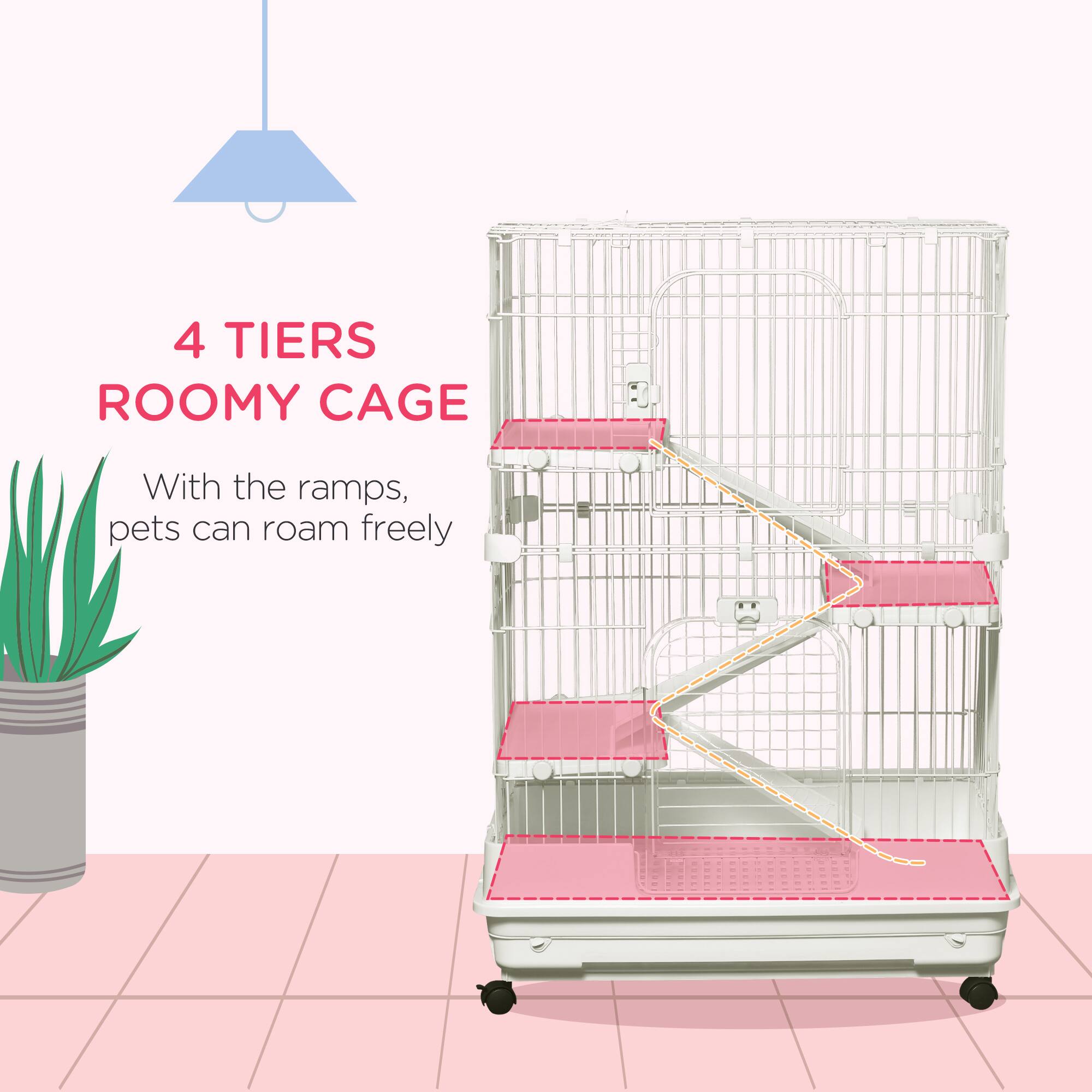 4 Tiers Roomy Cage

With the ramps, pets can roam freely