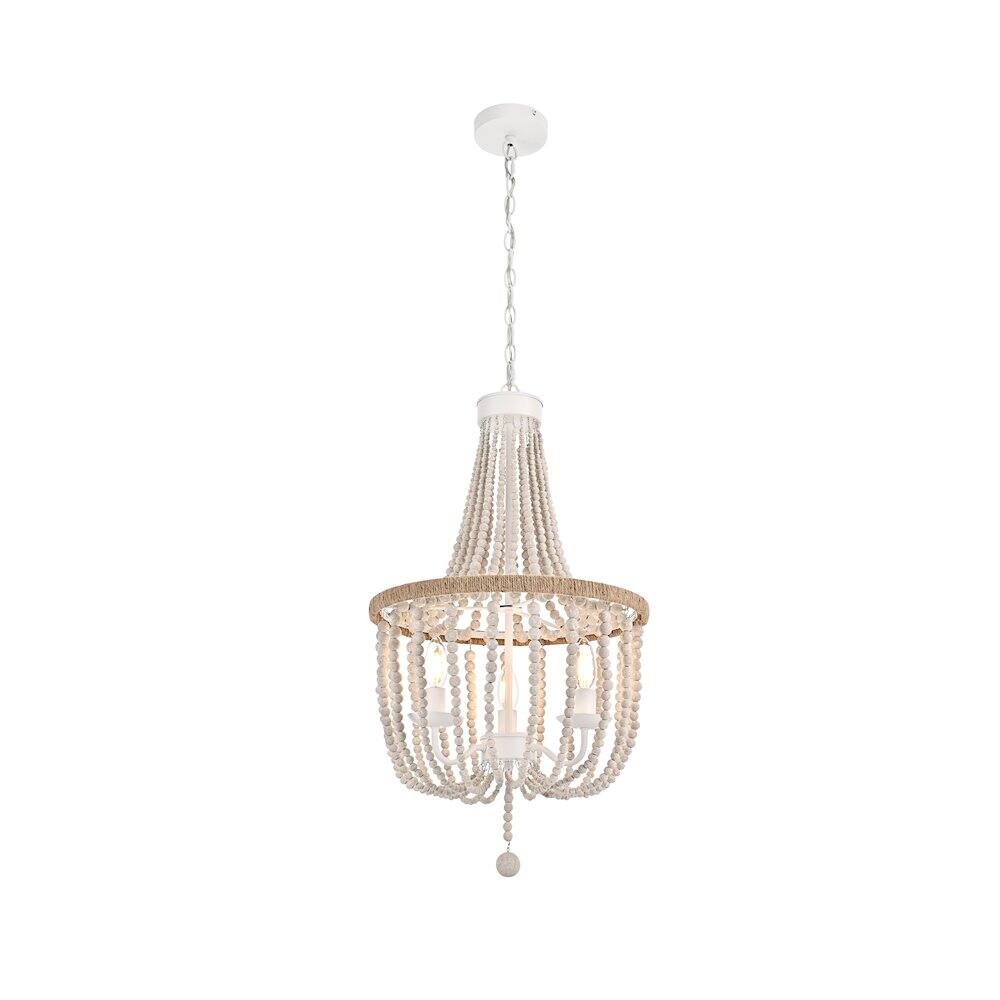 Back. Living District - Jolie 16 Inch Beaded Pendant In Antique White - Antique White.