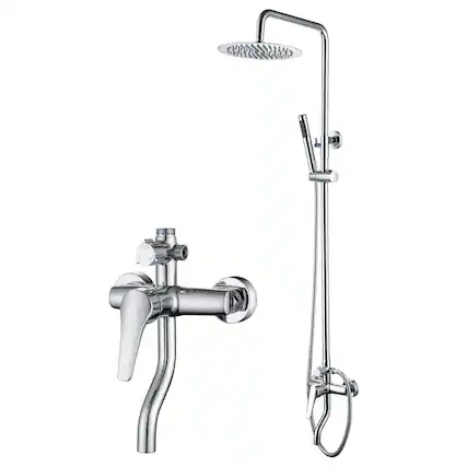 Front. Dazzed Corner - Outdoor Shower Fixtures,Handheld High Pressure Shower Head - Chrome.