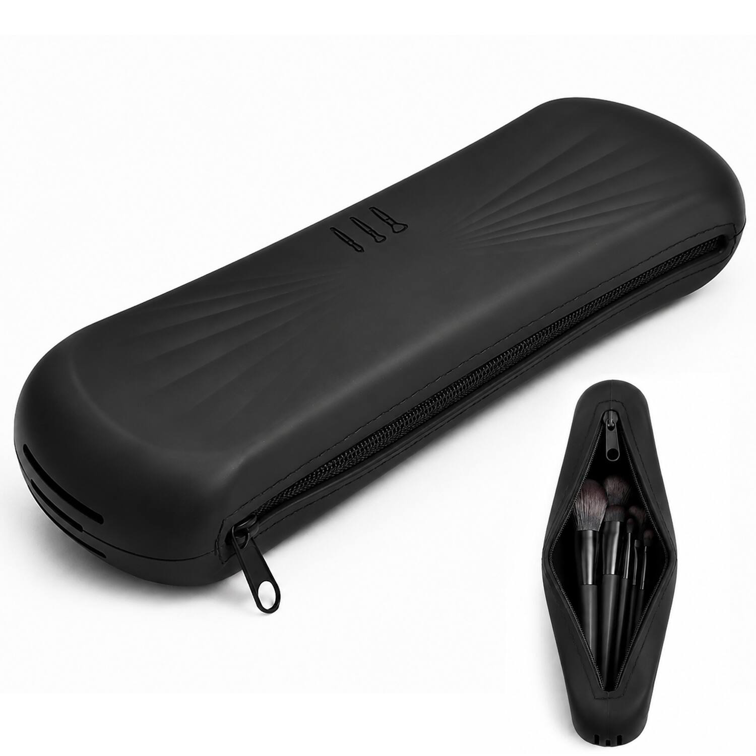 Mber - Makeup Brush Bag, Makeup Brush Case with Zipper, Silicone Makeup Brush Holder Travel Makeup Bag for Brushes - Black
