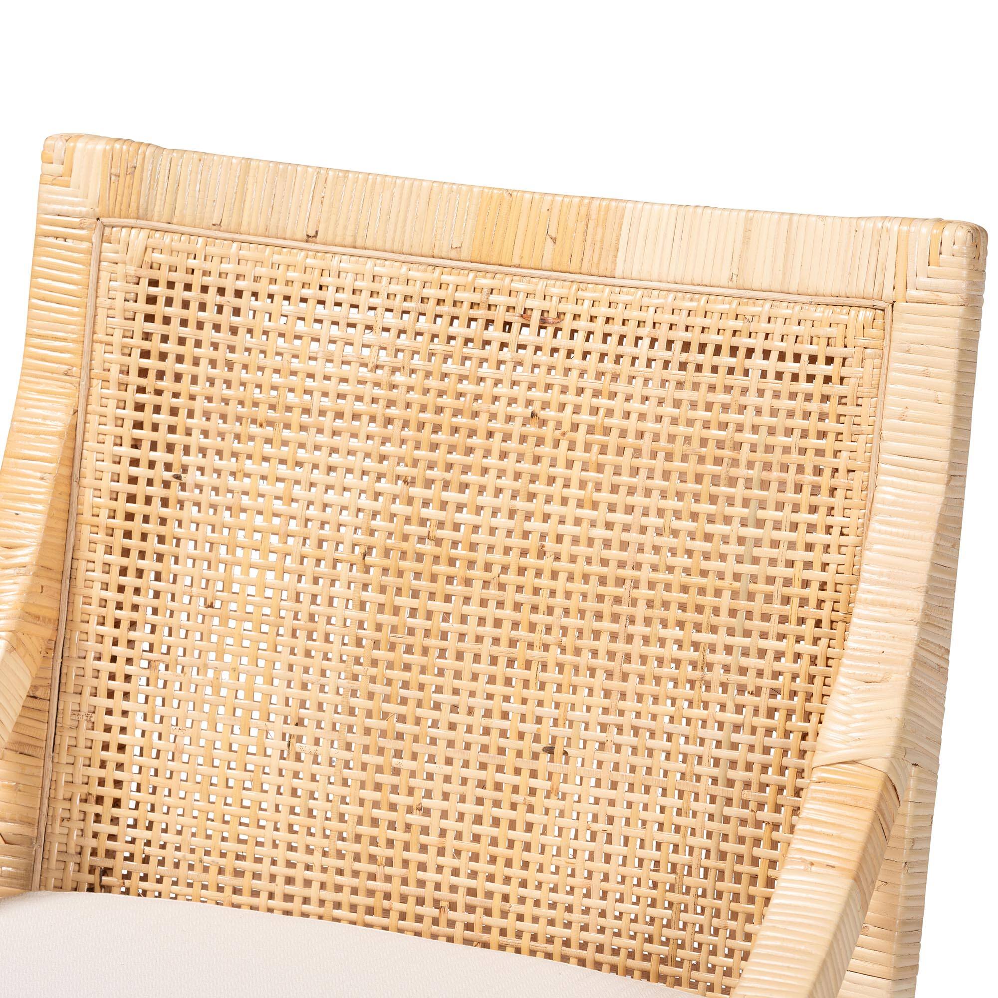 Alt View 1. bali & pari - Alexis Natural Rattan Dining Chair - Handcrafted Wingback Accent Chair with Woven Back and Removable Seat Cushion - Light Honey.