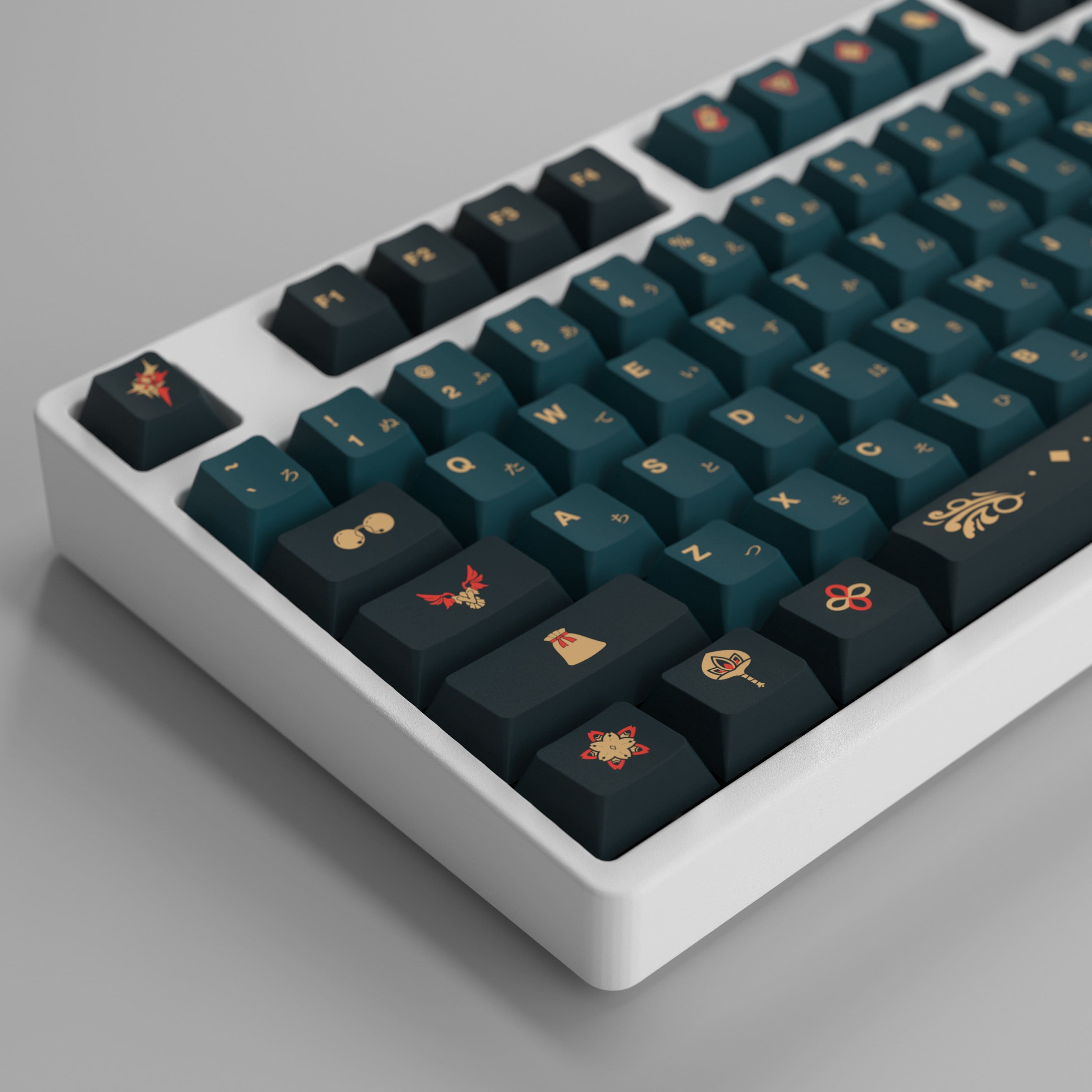 Left. HYTE - HYTE - Official Songque "Shadowdimmer" Keycap Set and Encased Fortune Desk Pad Bundle - Green.