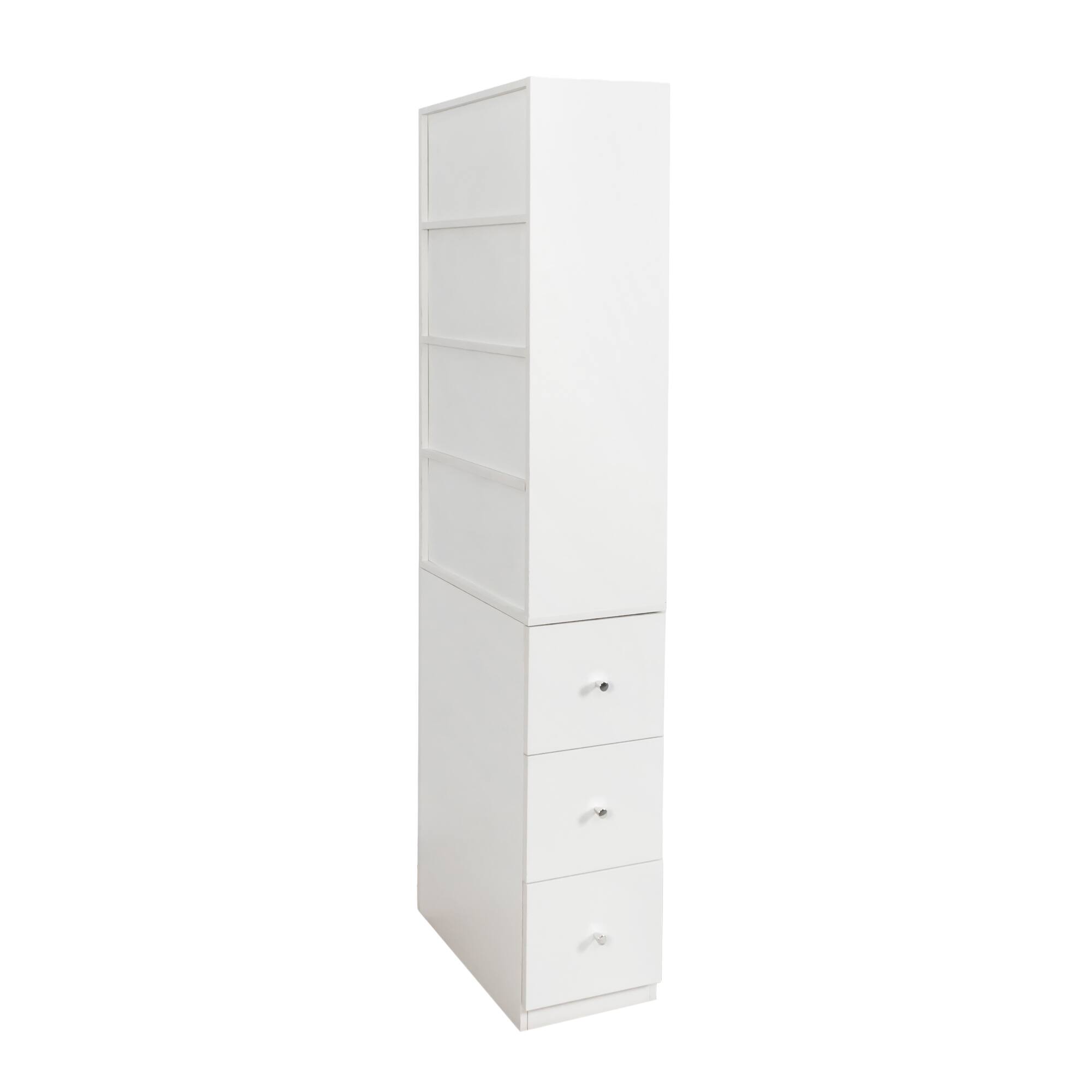 Alt View 2. APRILSOUL - 71H Display Cabinet 4 Tier 3 Drawers Wooden Living Room Home Office - White.