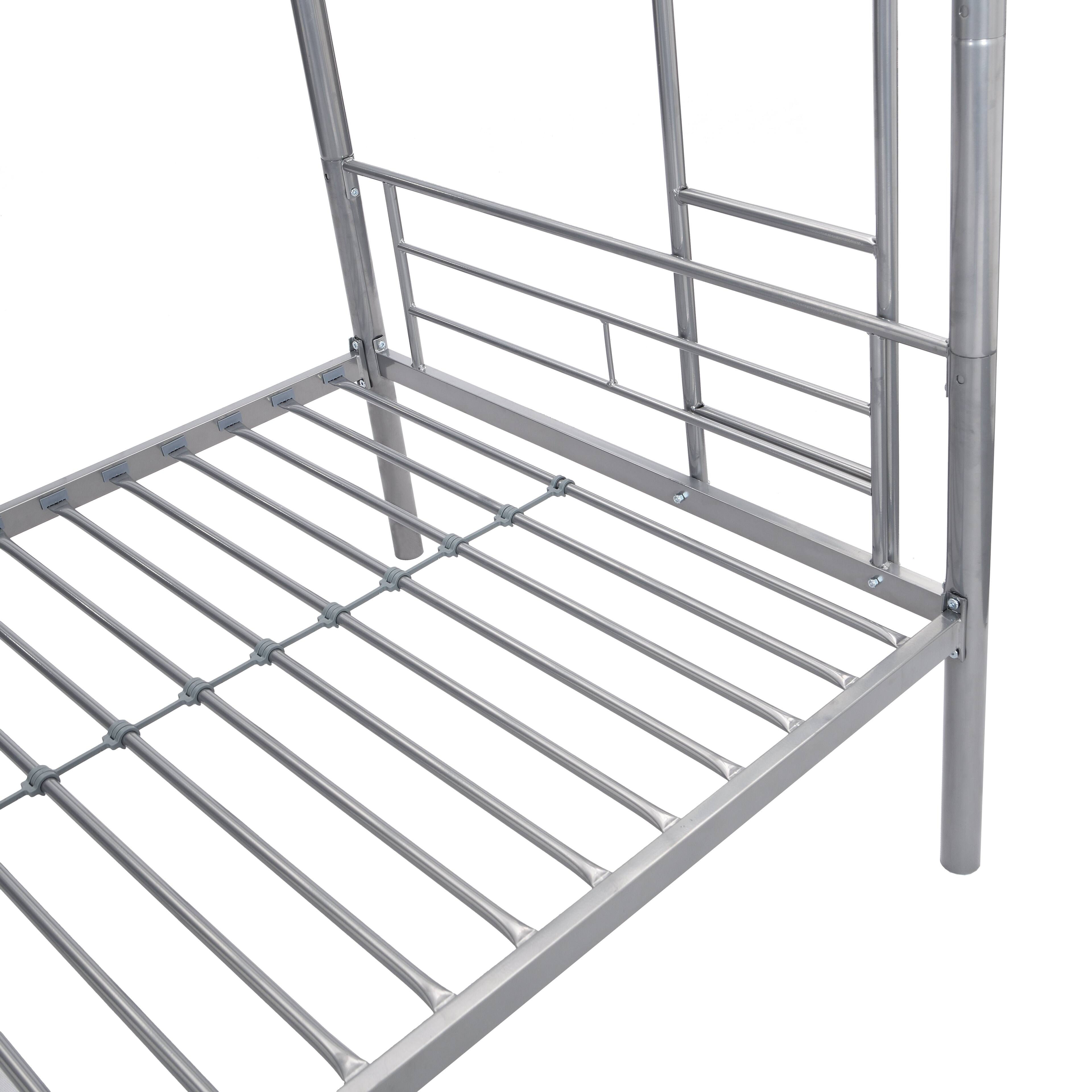 Alt View 4. Boyel Living - Metal Bunk Bed with Trundle Silver Twin Over Twin Strong Steel Frame Easy Assembly No Box Spring Needed - Silver.