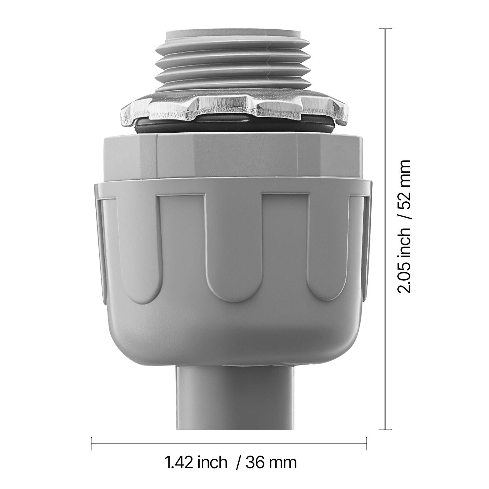 - Height: 2.05 inches / 52 mm
- Diameter: 1.42 inches / 36 mm