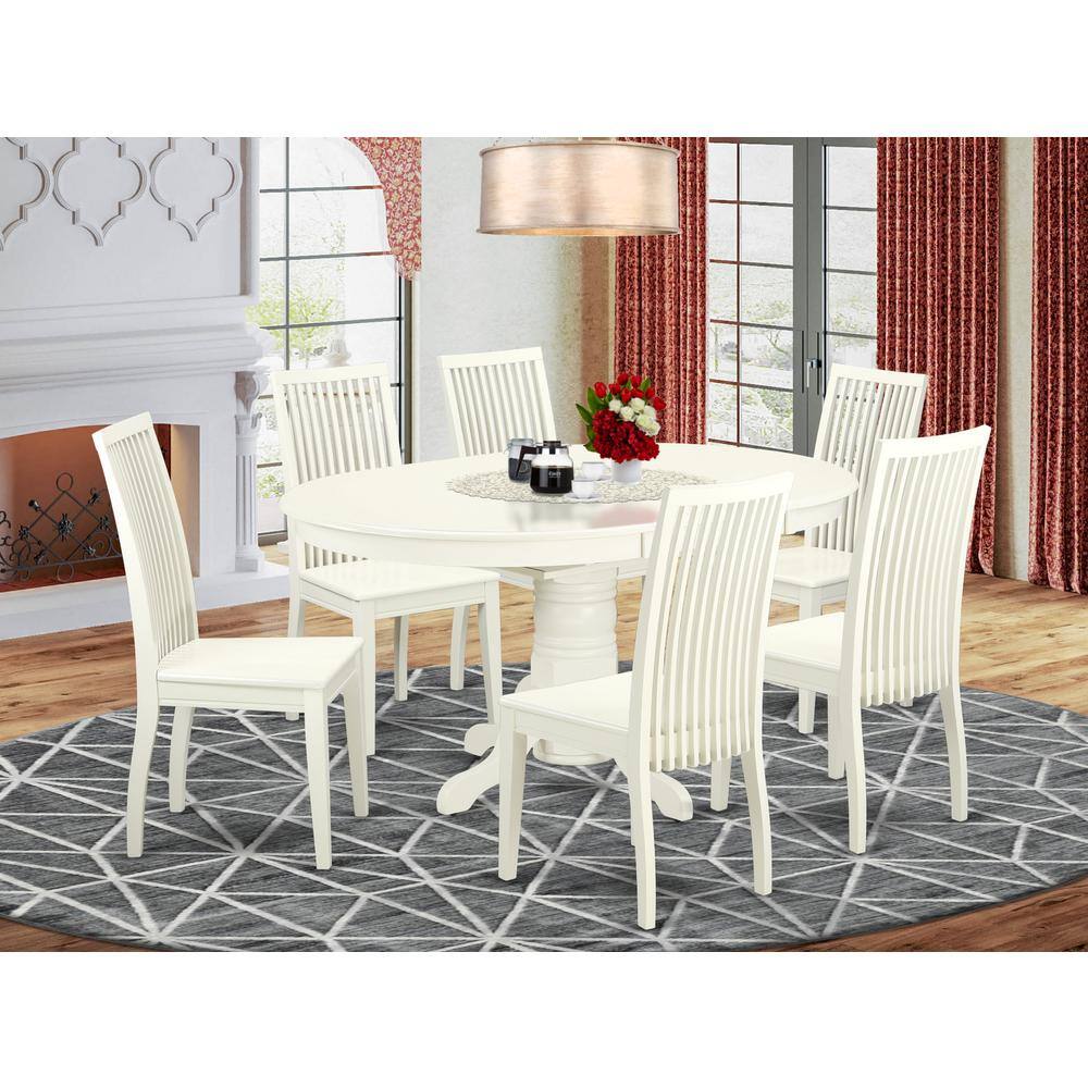 Left. East West Furniture - Dining Room Set Linen White - Brown.