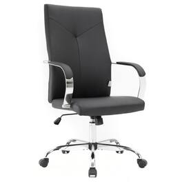 LeisureMod - Sonora High-Back Leather Office Chair with Adjustable Height, Swivel, and Tilt, Desk, Conference Room, or Home Office - Black