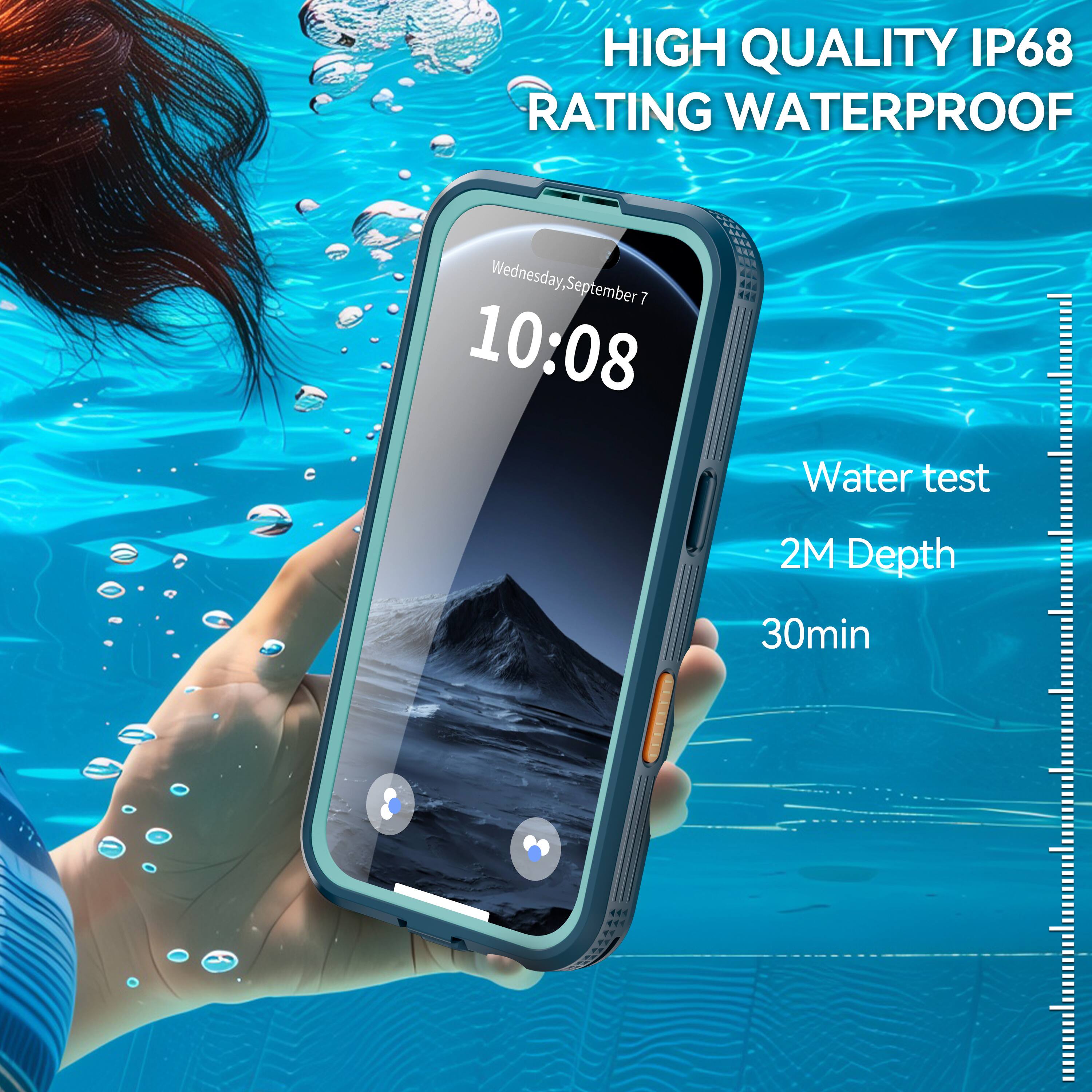 HIGH QUALITY IP68 RATING WATERPROOF

Wednesday, September 7
10:08

Water test
2M Depth
30min