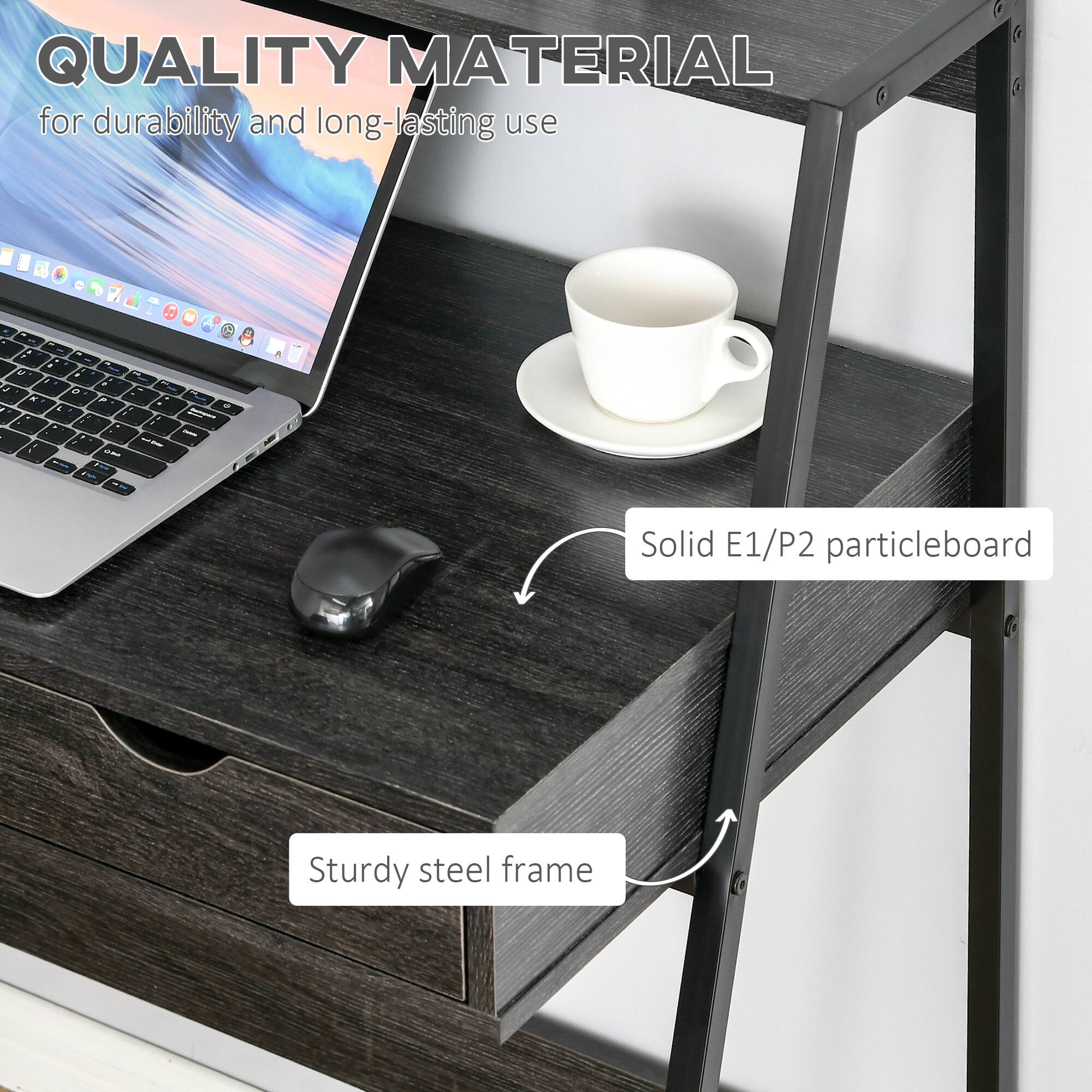 QUALITY MATERIAL for durability and long-lasting use
Solid E1/P2 particleboard
Sturdy steel frame