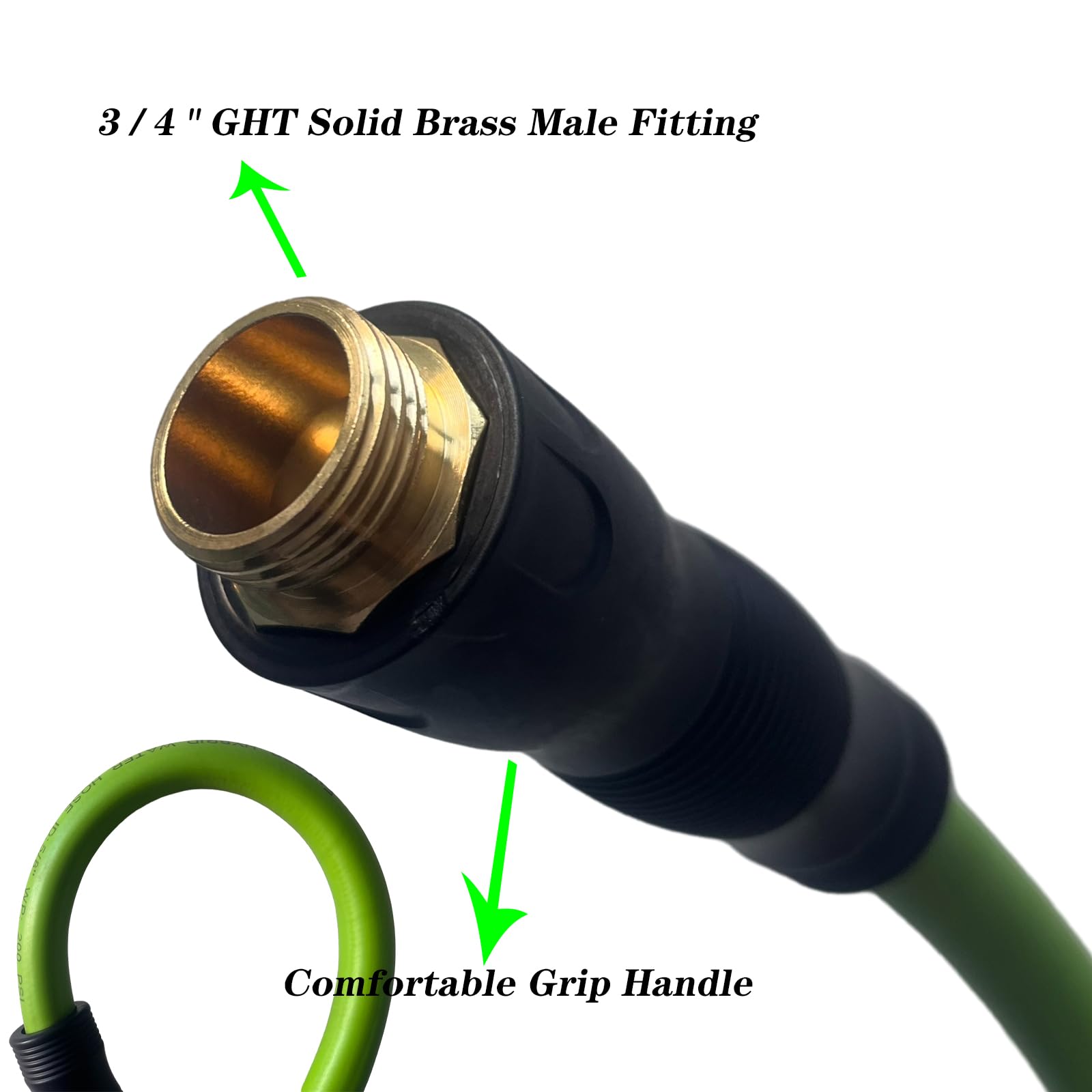 3/4" GHT Solid Brass Male Fitting  
Comfortable Grip Handle