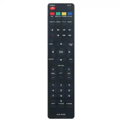 POWER MUTE
FAV SUBTITLE TV/RADIO CH LIST
D.SETUP D.MENU TITLE INDEX
SMART HUB
SOURCE EPG RETURN
VOL EXIT CH
1 2 3 4 5 6 7 8 9 0
INFO P-MODE S-MODE
CLE-1018C