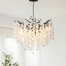 RYHNUYNE - Modern Black Tree Branch Chandelier with Snowflake Accents 8-Light Adjustable Pendant Light for Dining Room