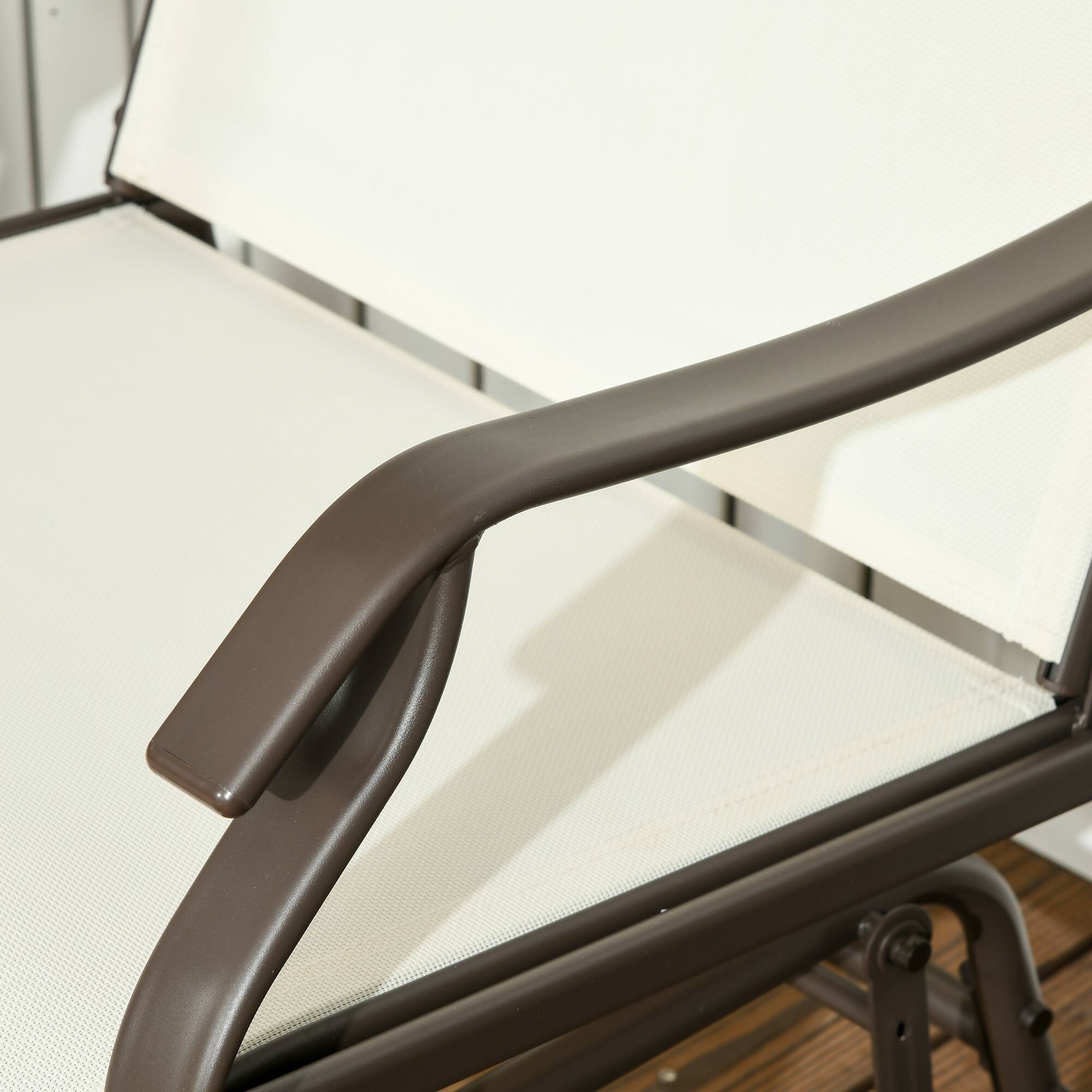 Alt View 5. Outsunny - 3 Piece Outdoor Glider Chair with Coffee Table Bistro Set, 2 Patio Rocking Swing Chairs with Breathable Sling Fabric - Cream White.