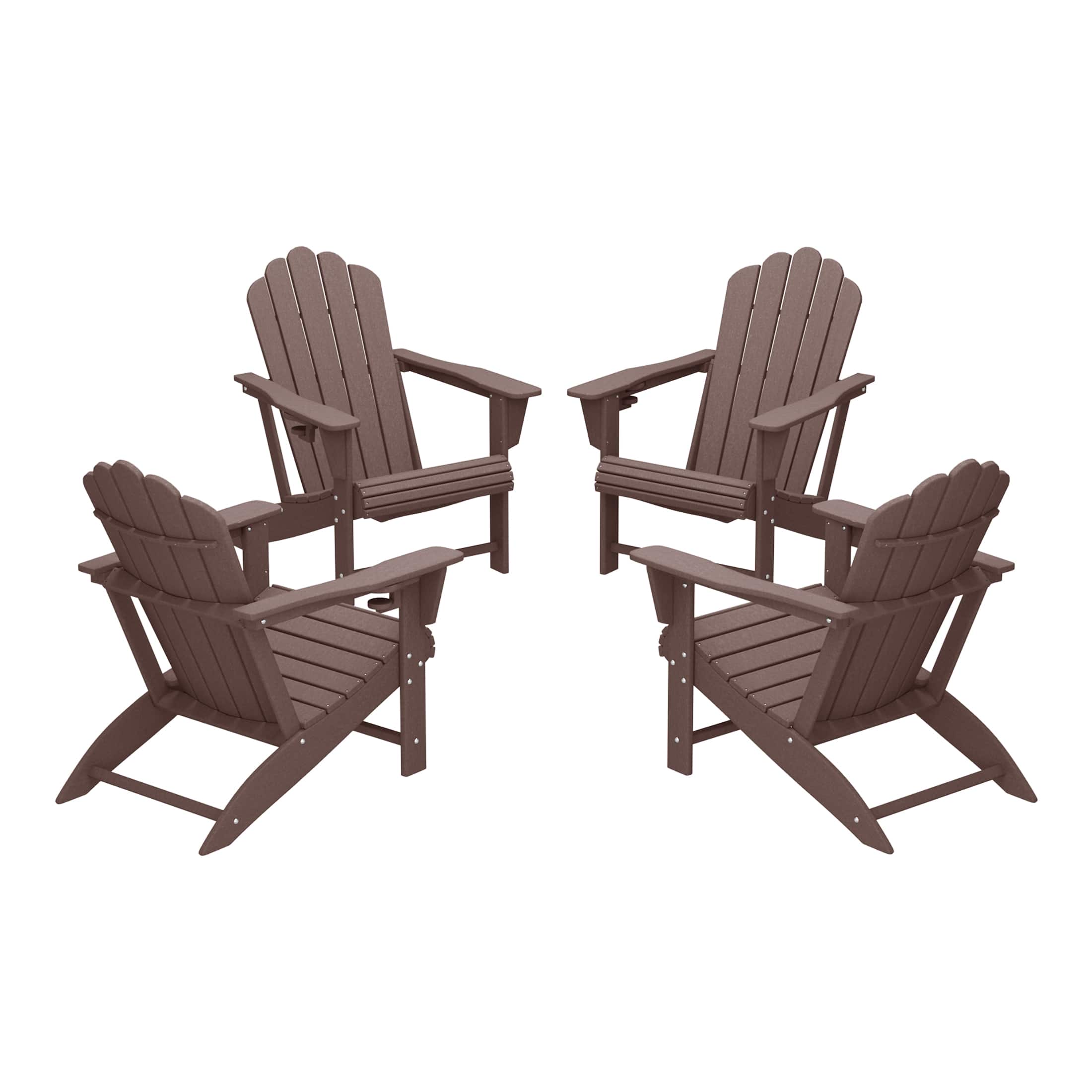 WestinTrends - Highland Outdoor Patio HDPE Adirondack Chairs With Cup Holders (Set of 4) - Dark Brown price history on PriceWatchPro