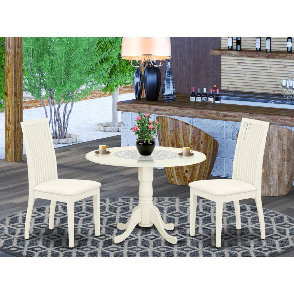 Left. East West Furniture - Dining Room Set Linen White - Brown.