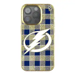 Keyscaper - NHL - Tampa Bay Lightning Plaid Bling iPhone Case - 14 - Gold