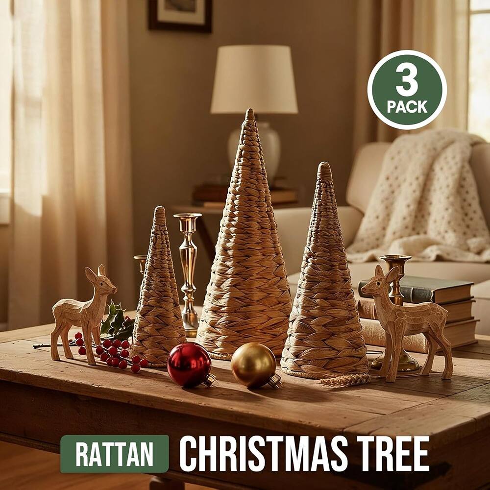3 PACK RATTAN CHRISTMAS TREE