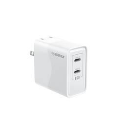 Esoulk - 65W Dual Port USB-C PD For iPhone iPad Macbook Air Pro Neo Fast Wall Charger - White