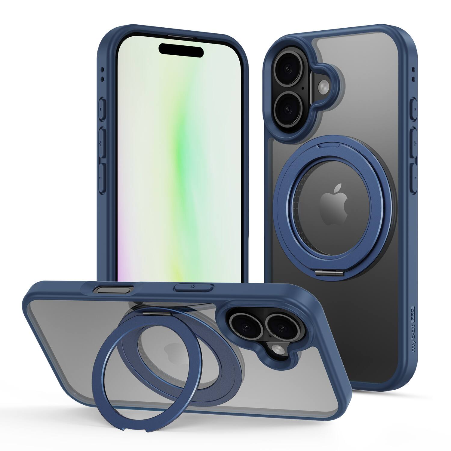 Front. Mybat Pro - MyBat Pro Lure Series 360° Ring Stand MagSafe Case for Apple iPhone 17 - Blue - Blue.