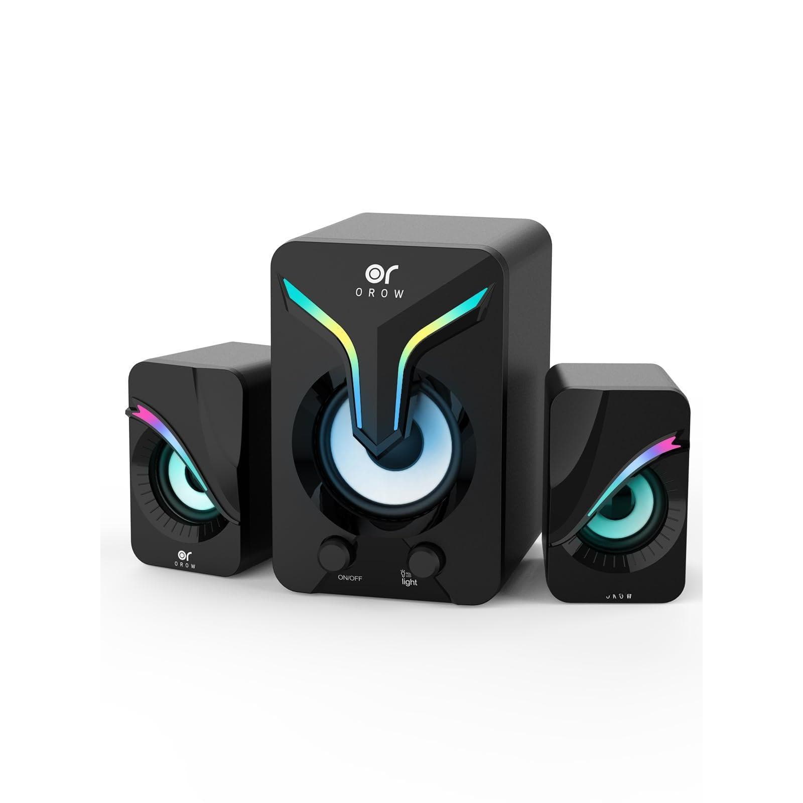 Cozy Serene - Usb Light Orow Computer Speakers Mini Pc With Subwoofer 2.1 Desktop Rgb Lights Usb Stereo Sound Gaming Speakerwith 3.5mm - Default