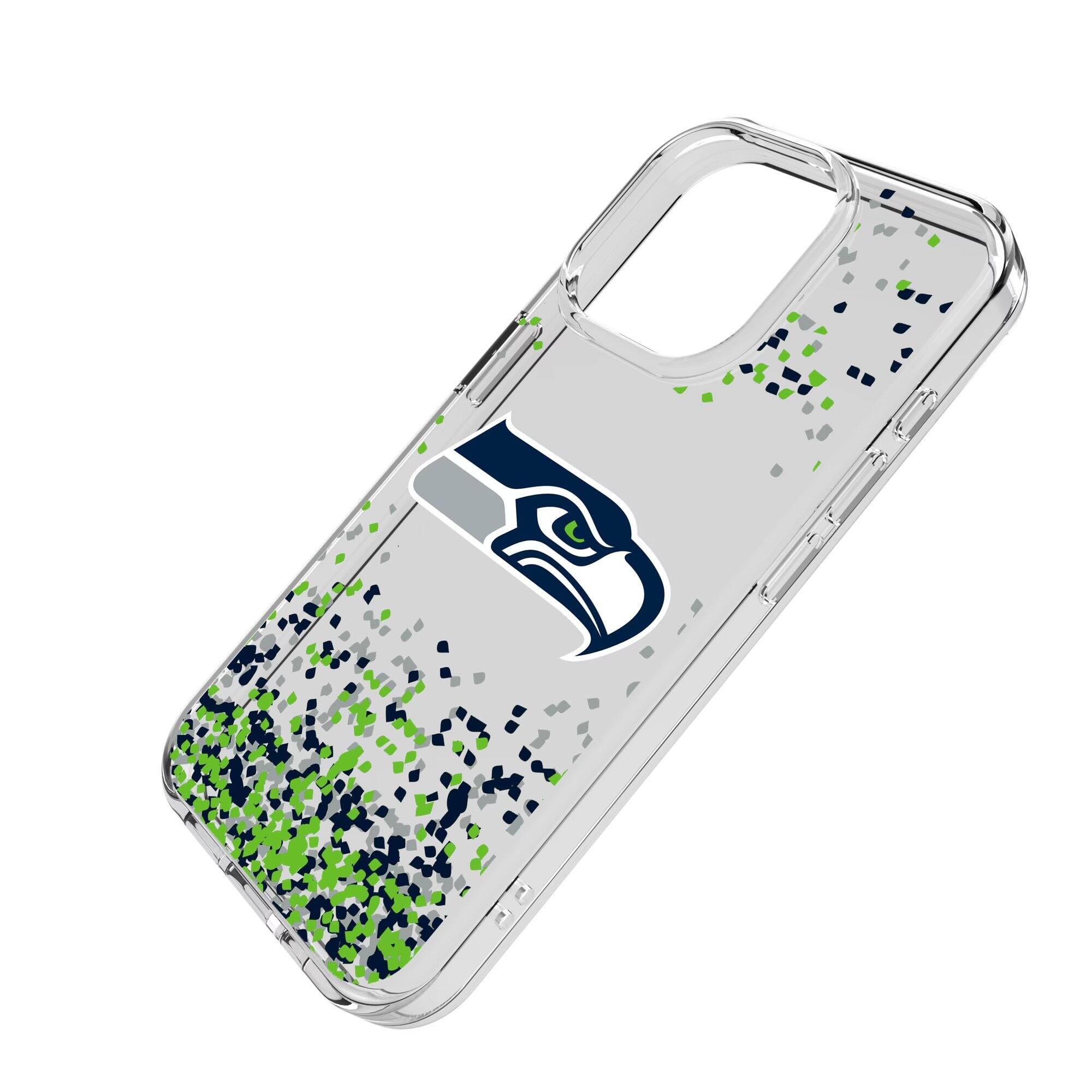 Alt View 1. Keyscaper - Seattle Seahawks iPhone Clear Case with Confetti Design - 14 Pro - Multicolor.
