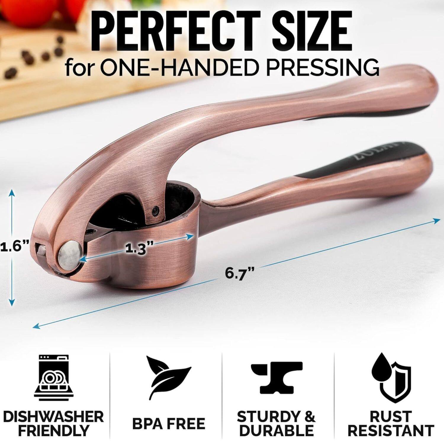 PERFECT SIZE for ONE-HANDED PRESSING 1.6" 1.3" 6.7" DISHWASHER BPA FREE FRIENDLY STURDY & RUST DURABLE RESISTANT