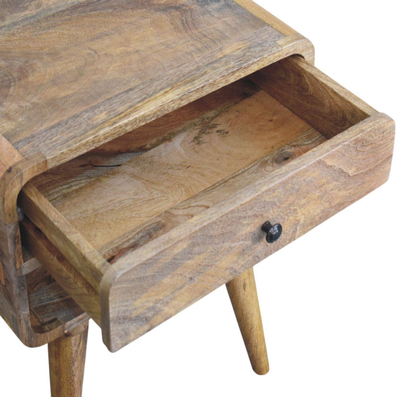 Alt View 2. Artisan Furniture - Artisan Furniture Solid Wood Avora Oak-ish Nightstand with Drawer and open slot - Oak.