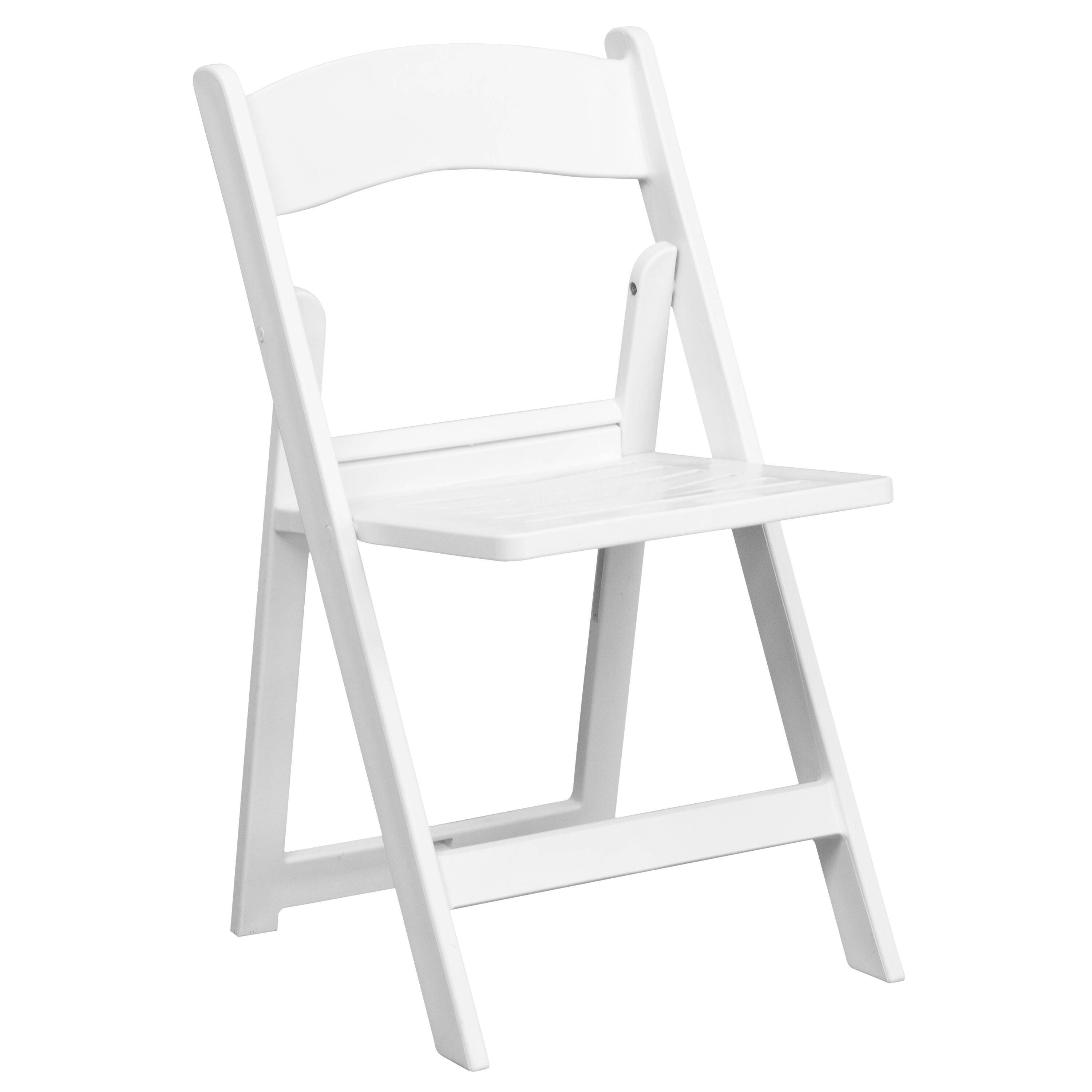 Alt View 7. Emma + Oliver - 4 Pack 800 lb. Capacity Resin Folding Chair with Slatted Seat - White.