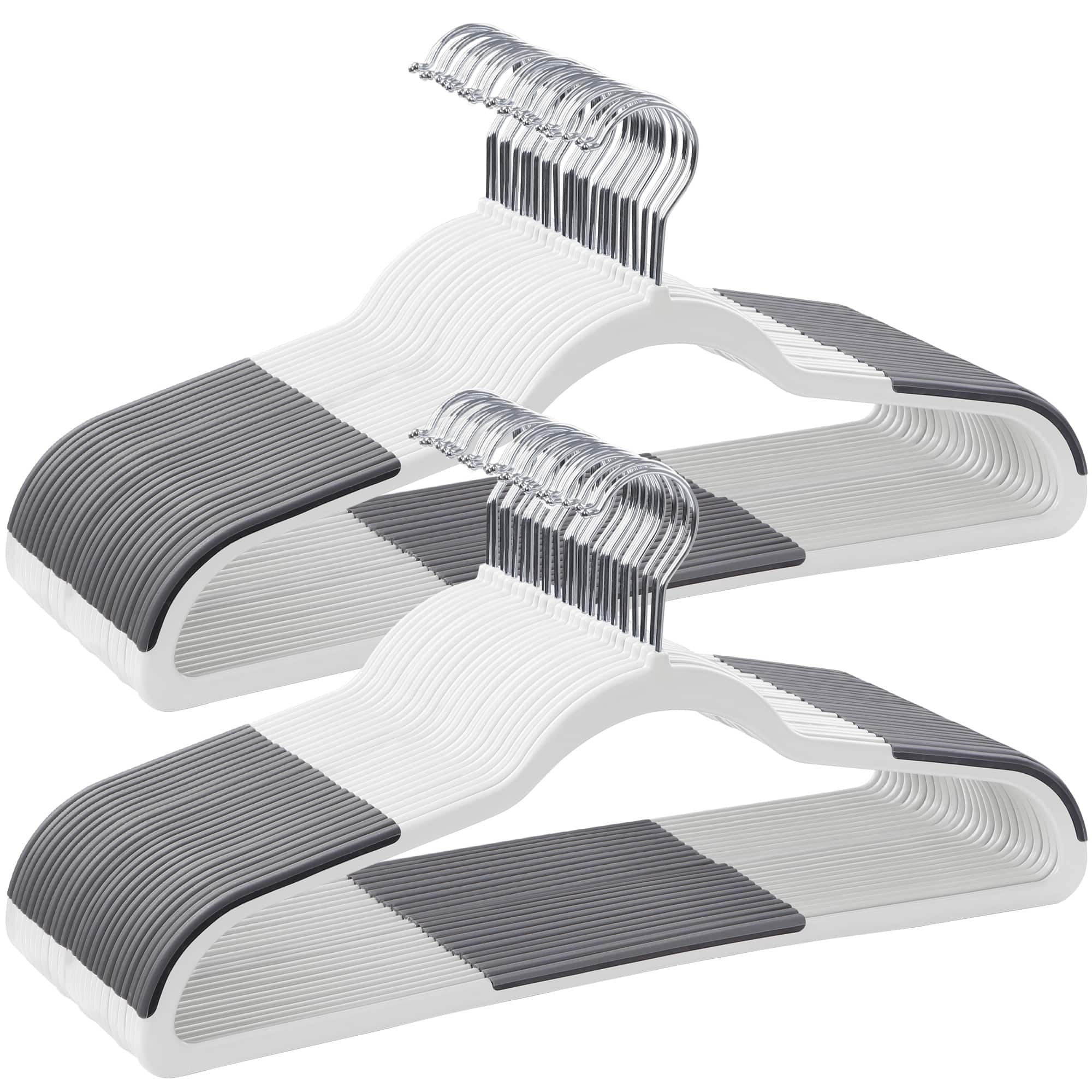 Songmics Home - Clothes Hangers, Pack of 50 Plastic Coat Hangers, Space-Saving, 0.2 Inches Thick, 17.7 Inches Wide, 360° Swivel Hook - Cloud White and Dark Gray price history on PriceWatchPro