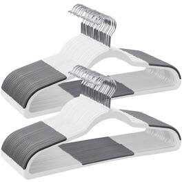 Songmics Home - Clothes Hangers, Pack of 50 Plastic Coat Hangers, Space-Saving, 0.2 Inches Thick, 17.7 Inches Wide, 360° Swivel Hook - Cloud White and Dark Gray