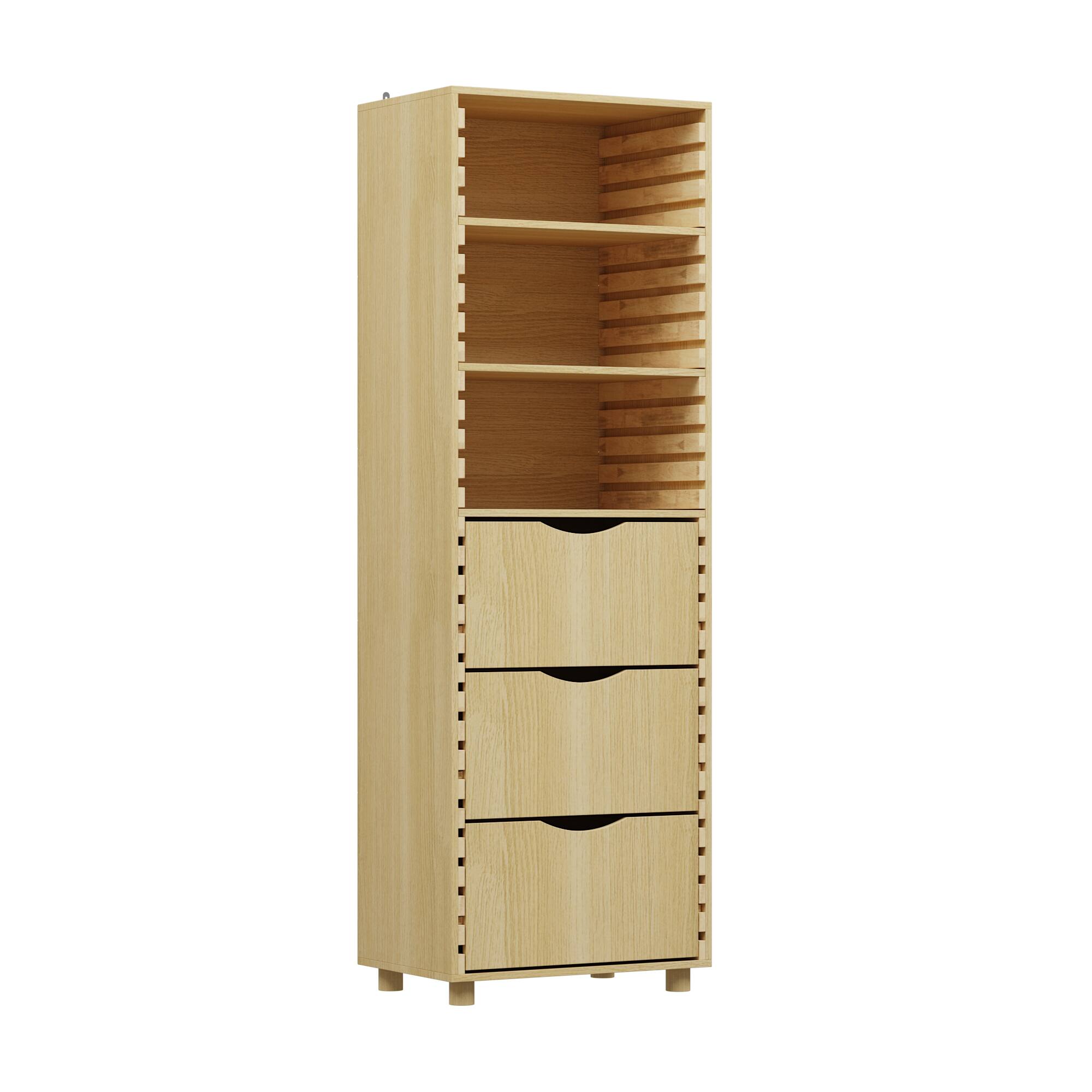 Angle. Famapy - All - Wood Kitchen Storage Cabinet with Customizable Shelves & Drawers - Wooden.
