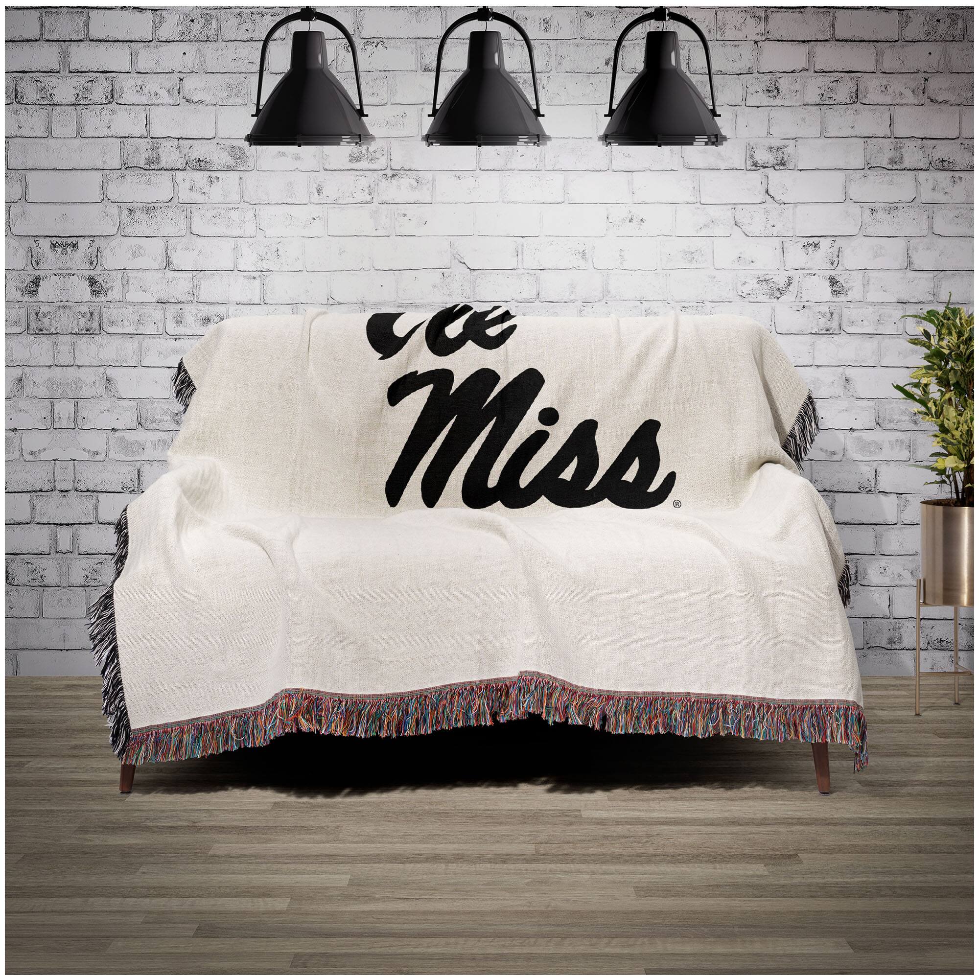 Alt View 1. Chad & Jake - Ole Miss Rebels Woven Blanket - White.