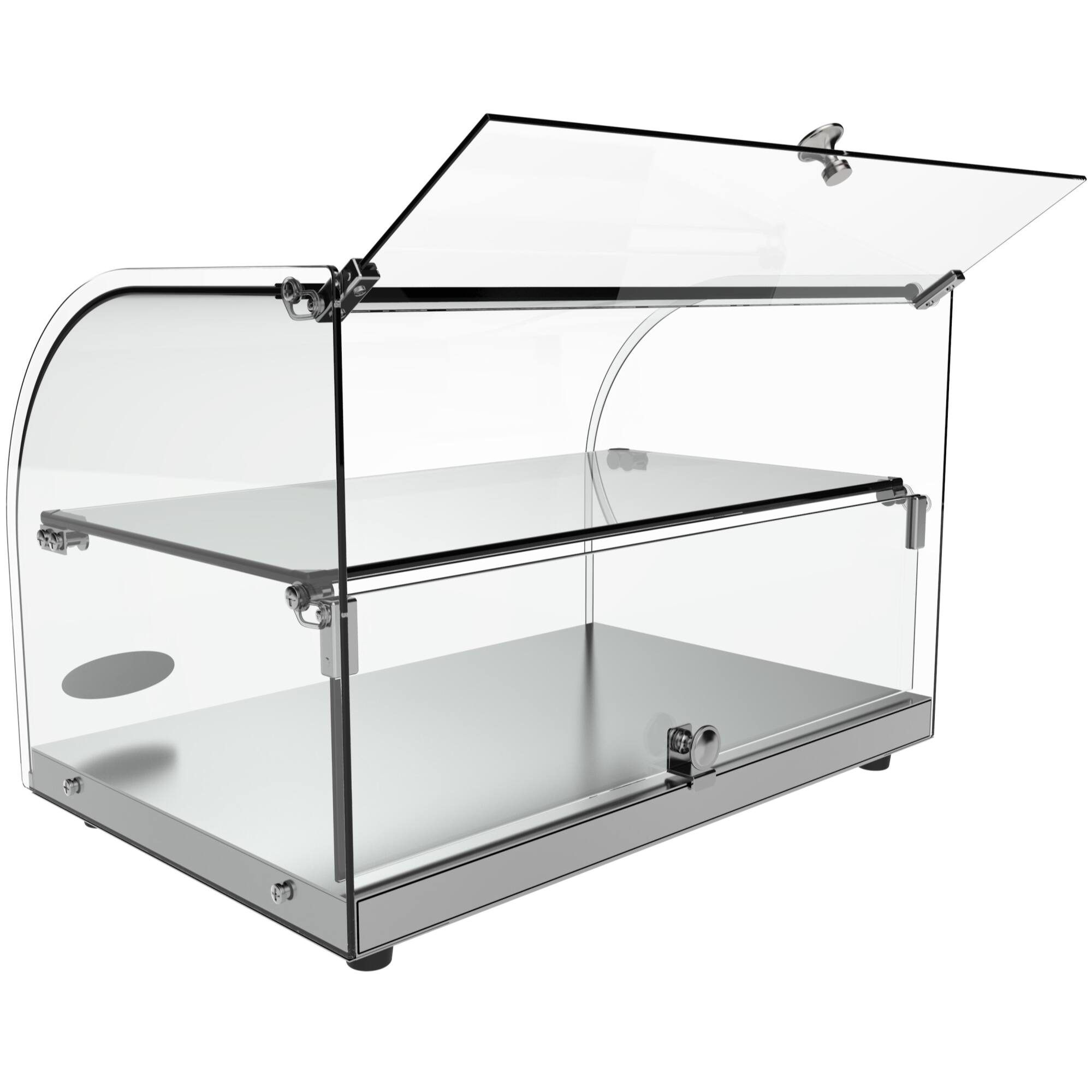 Left. Koolmore - 22 in. Commercial Countertop Bakery Display Case with Front Curved Glass and Rear Door, 1.5 cu. ft. DC-2C - Silver.