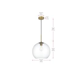 Living District - Baxter 14 Inch Pendant Clear Shade in Satin Gold - Satin Gold And Clear