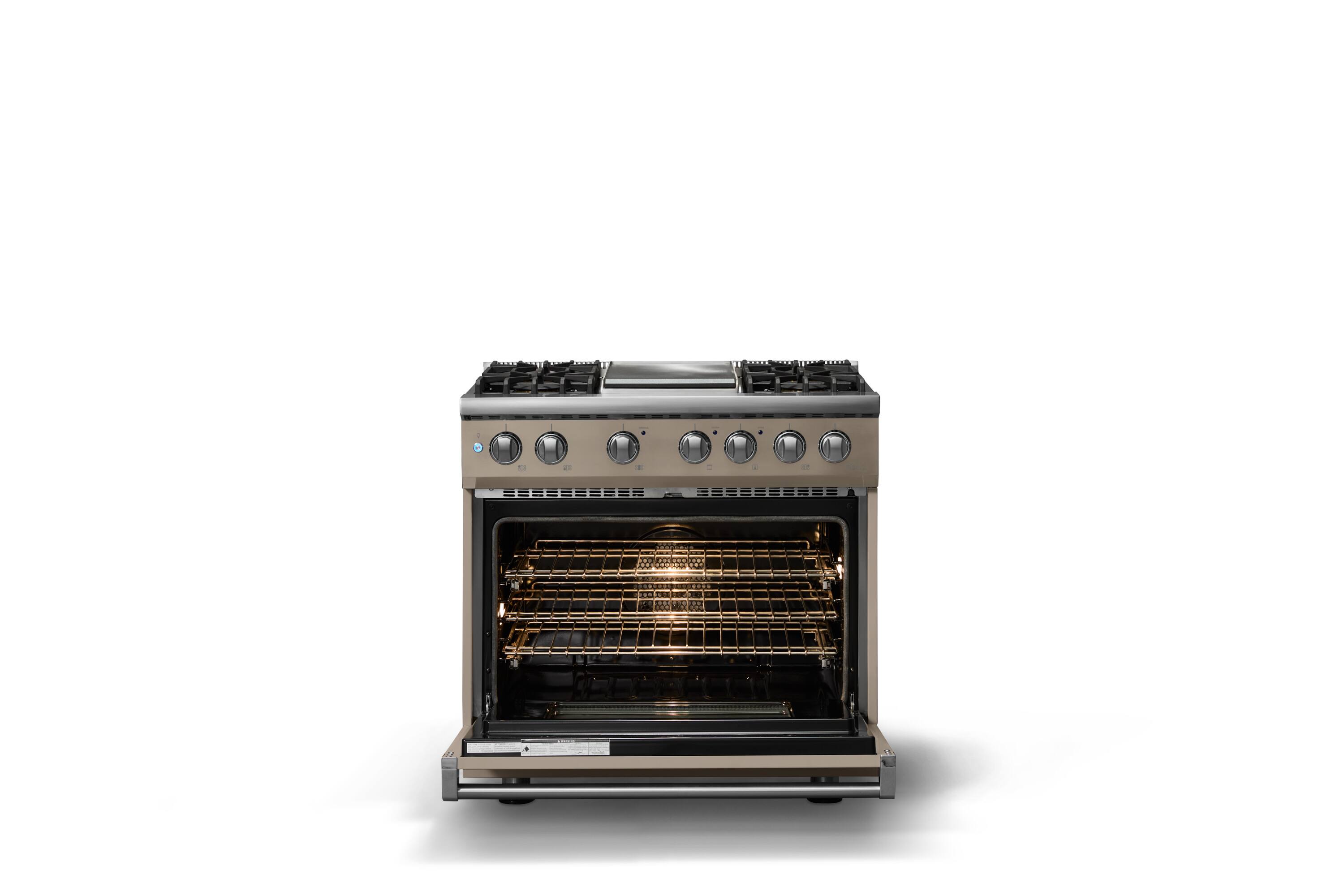Alt View 2. Viking - 36"W. 4 Burner Pro 5 Series 5.6 Cu. Ft. Freestanding Sealed LP Dual Fuel Convection Range/Griddle - Nantucket - Nantucket.