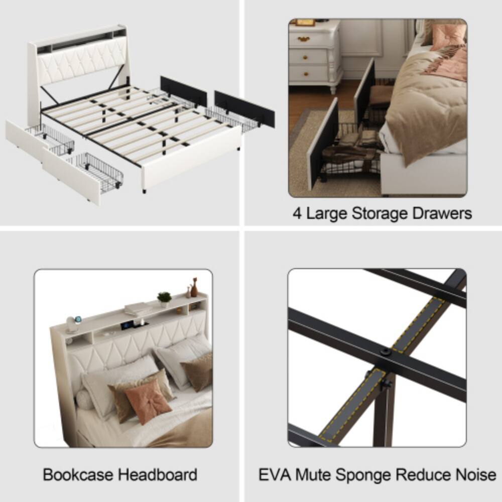 4 Large Storage Drawers  
Bookcase Headboard  
EVA Mute Sponge Reduce Noise