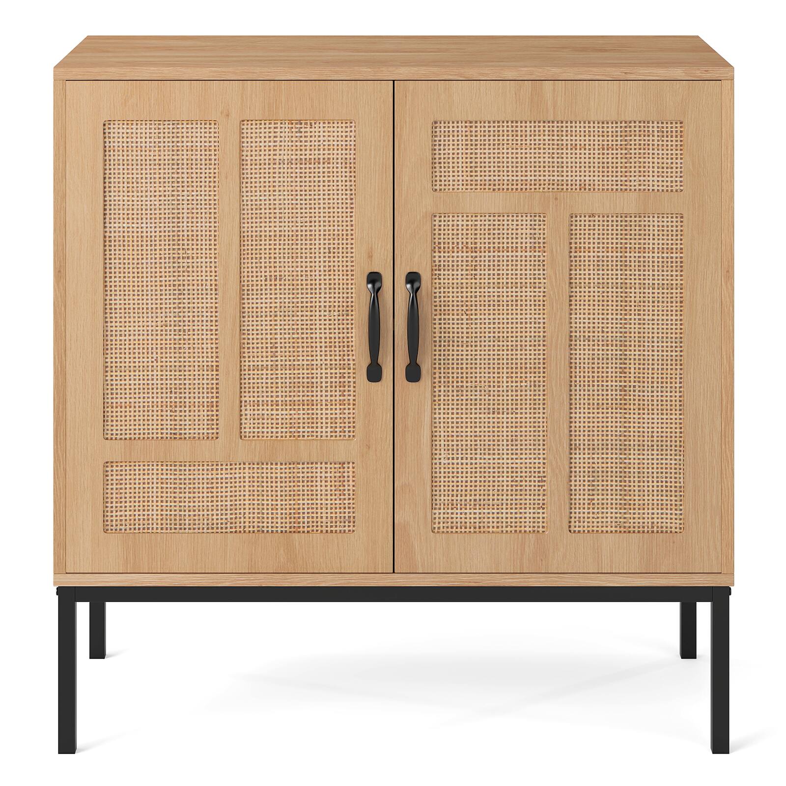 Alt View 9. Gymax - Gymax Rattan Storage Cabinet w/ 2-Door Buffet Sideboard & 3-Position Adjustable Shelf - Natural.
