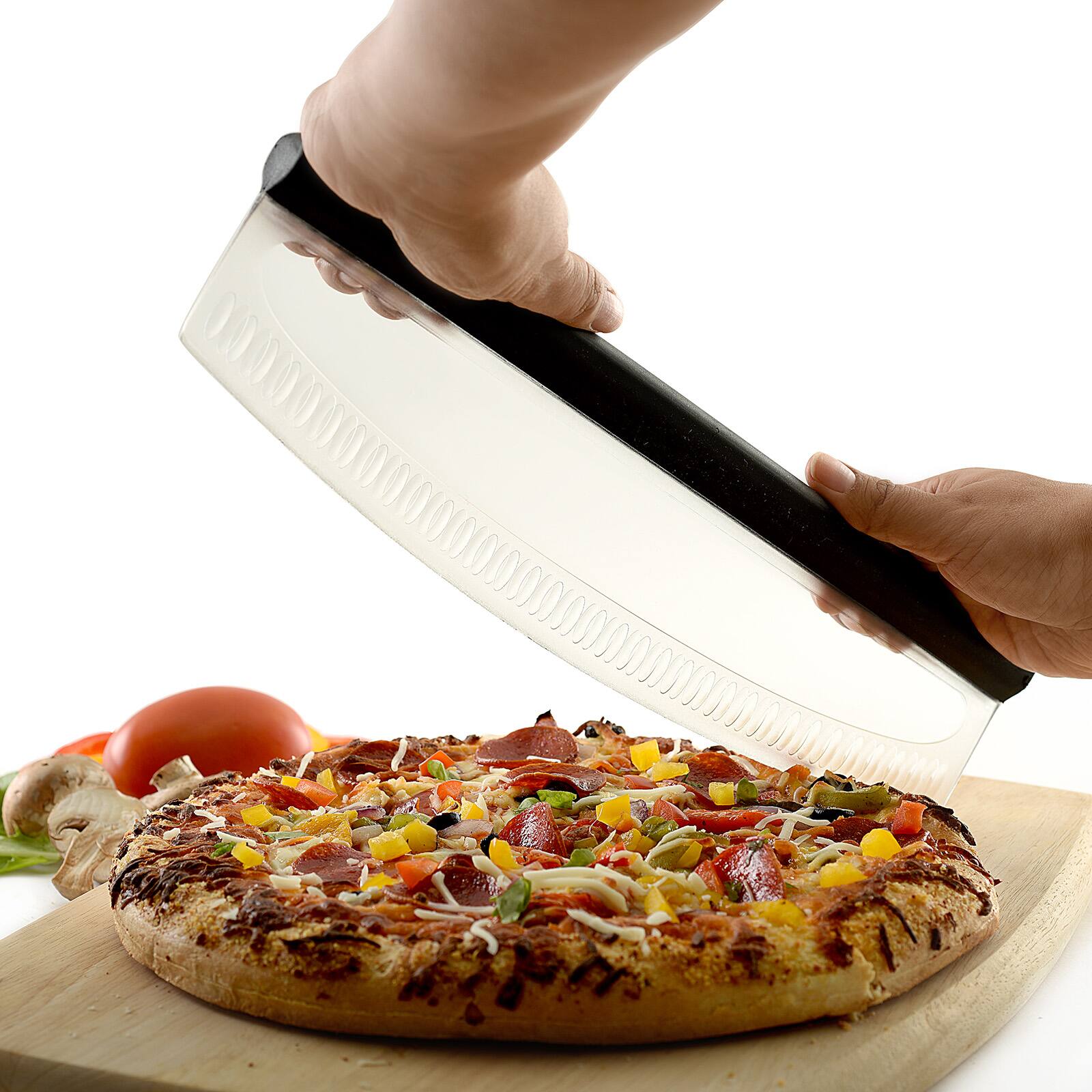 Alt View 6. Norpro - Grip EZ Multi Use Rocking Pizza Cuttler with Scallops - Black.