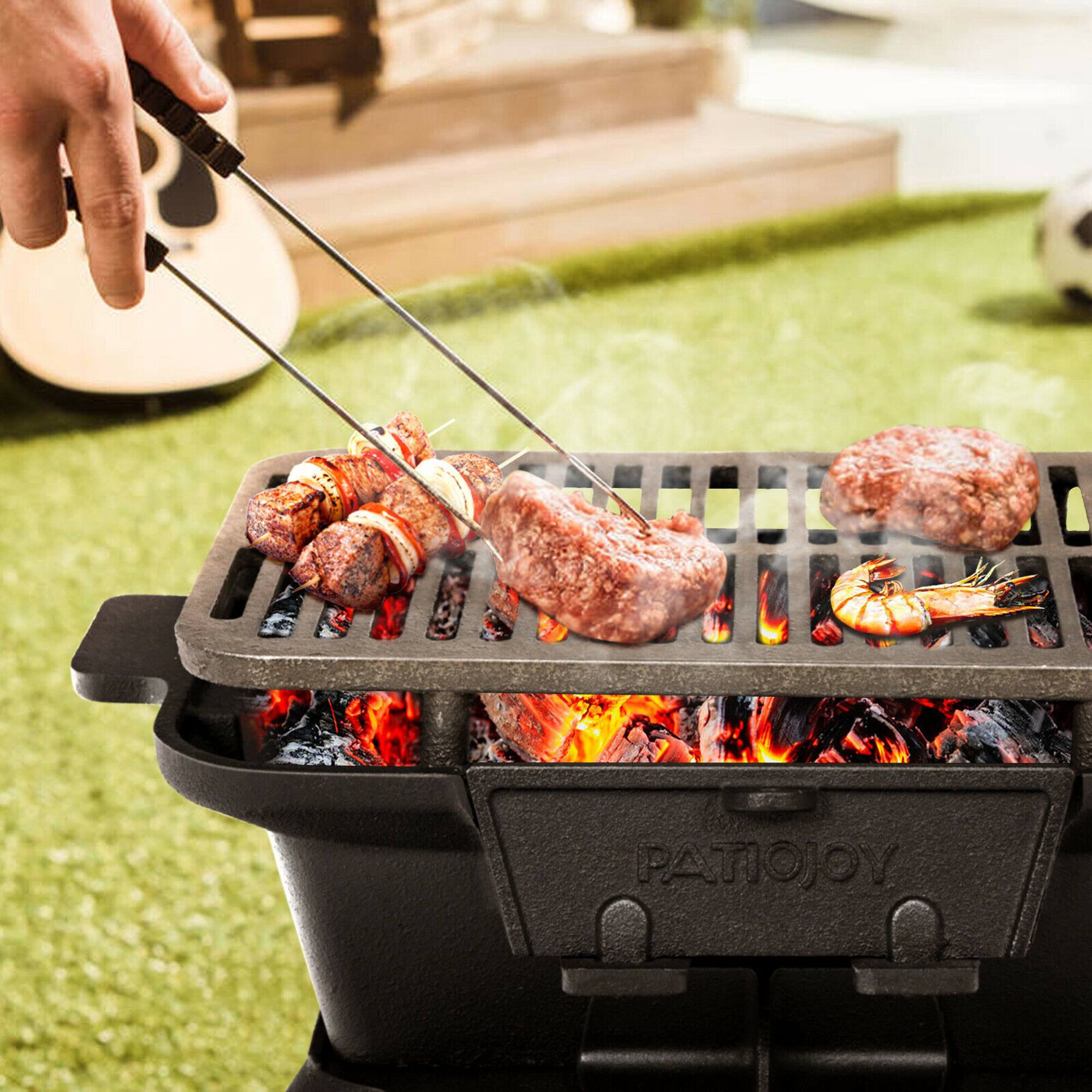 Gymax Heavy Duty Cast Iron Charcoal Grill Tabletop BBQ Grill Stove
