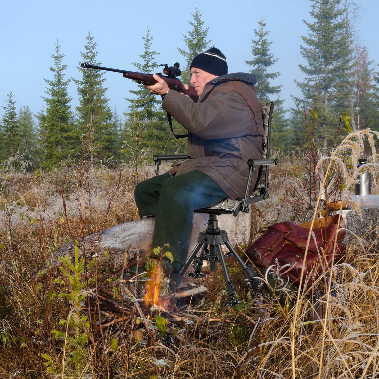 Alt View 1. Costway - Costway Swivel Hunting Chair with 4 360° Adjustable Legs Folding Silent Swivel Blind Chair - Camouflage.
