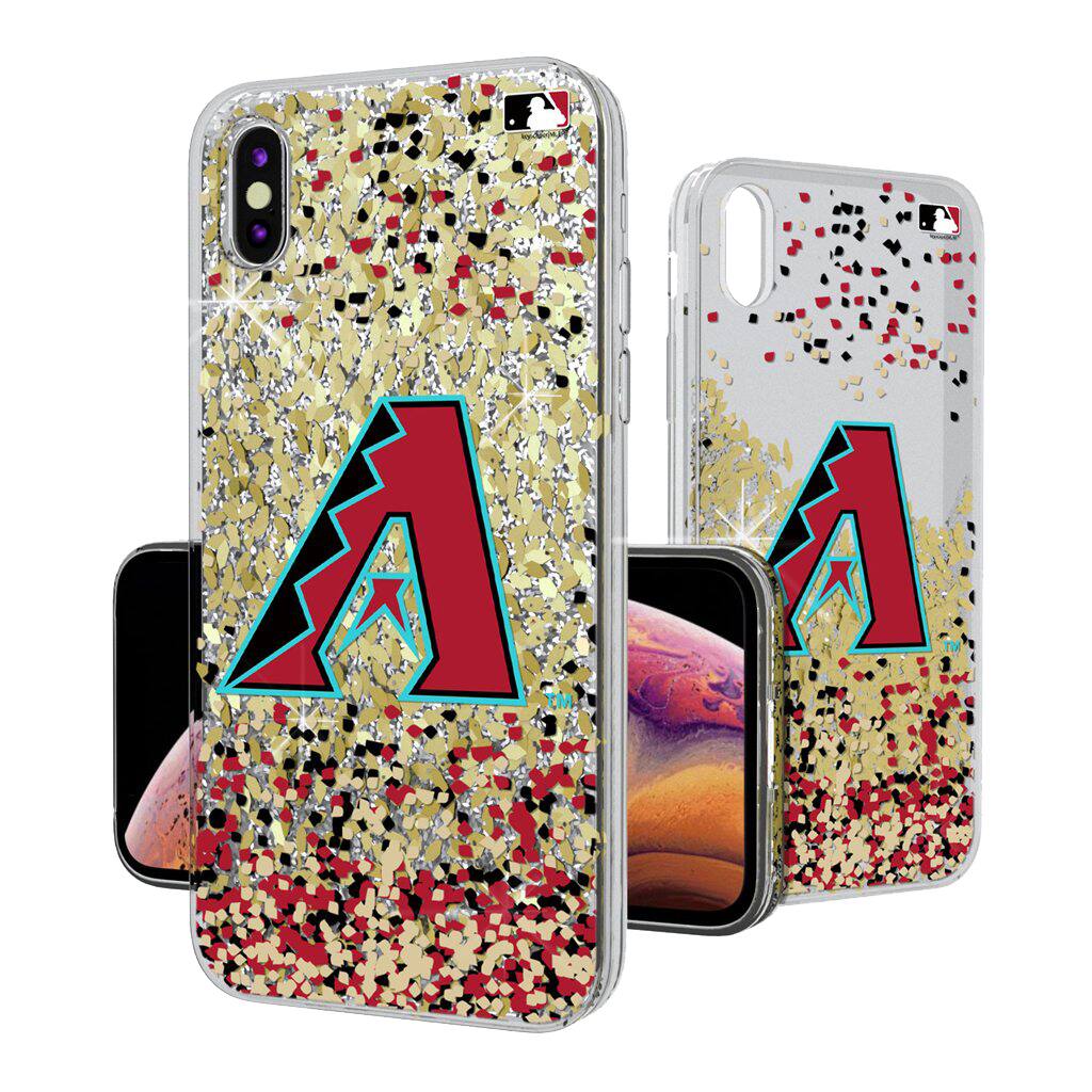 Front. Keyscaper - Arizona Diamondbacks Glitter Confetti iPhone Case - 14 Pro - Multicolor.