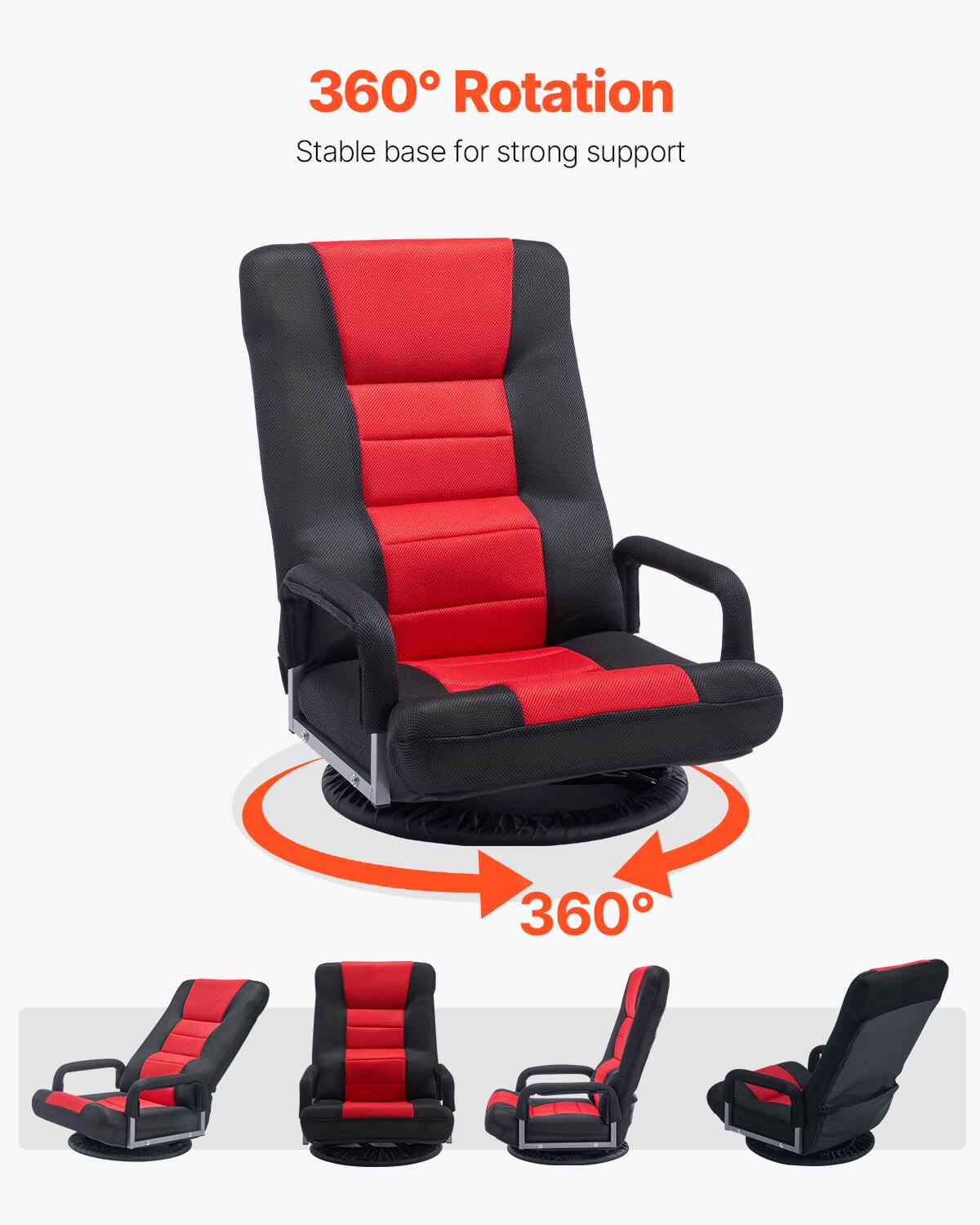 VEVOR Swivel Floor Gaming Chair with Armrests, 360 Degree Rotating